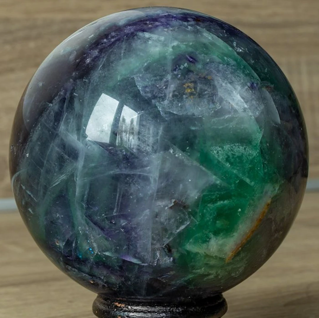Fluorite Fine polished Multicolor fluorite sphere...