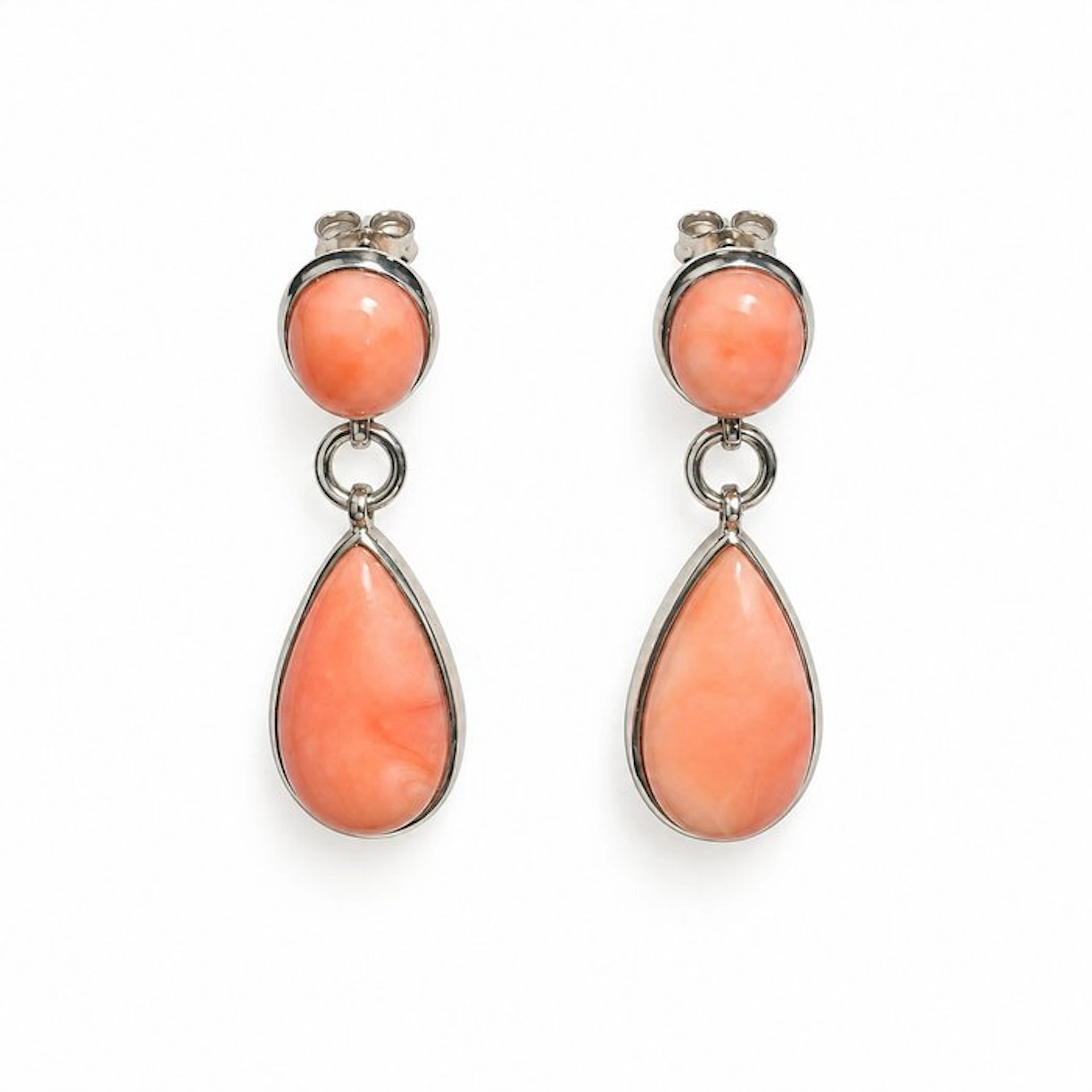 Coral - Silver - Earrings
