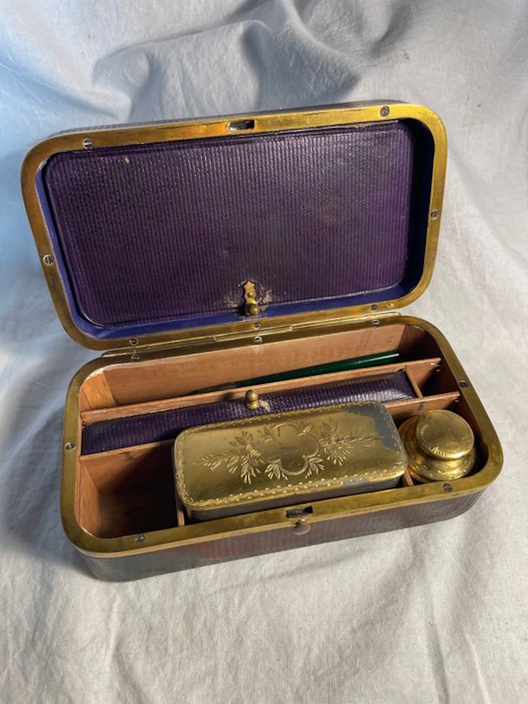 Inkwell - Nécessaire à écrire de voyage - Leather, Gilded Metal