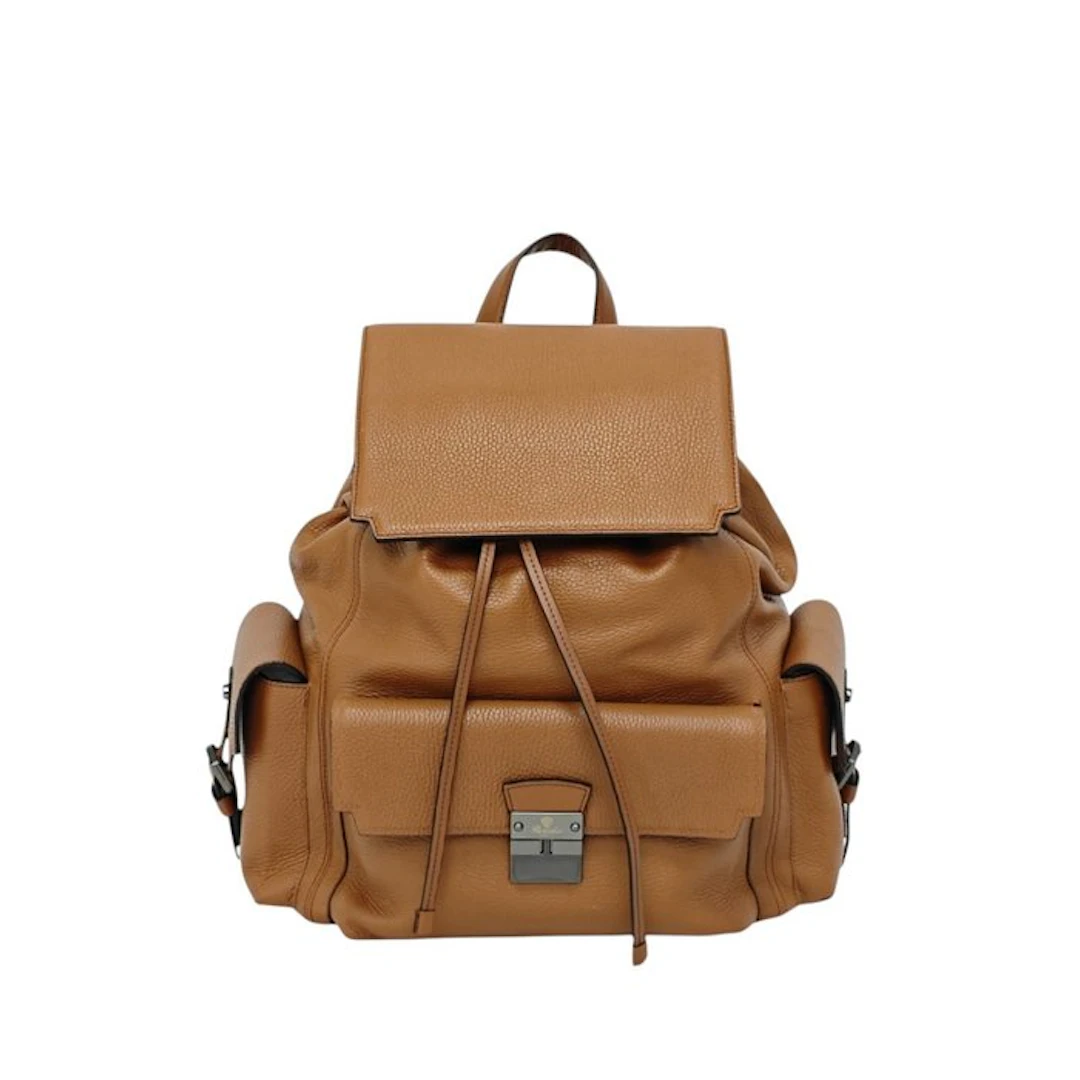 PINEIDER FIRENZE Brown Grain Calf Multiple Backpack Travel Weekender - Backpack