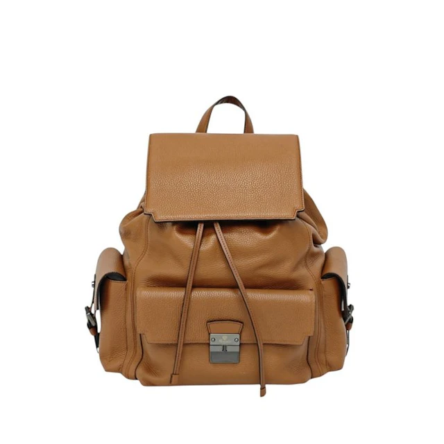 PINEIDER FIRENZE Brown Grain Calf Multiple Backpack Travel Weekender - Backpack