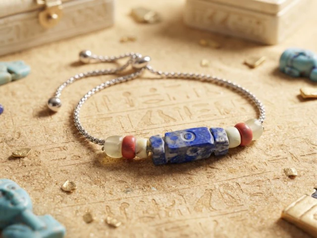 Ancient Egyptian Steel Bead bracelet - Lapis...