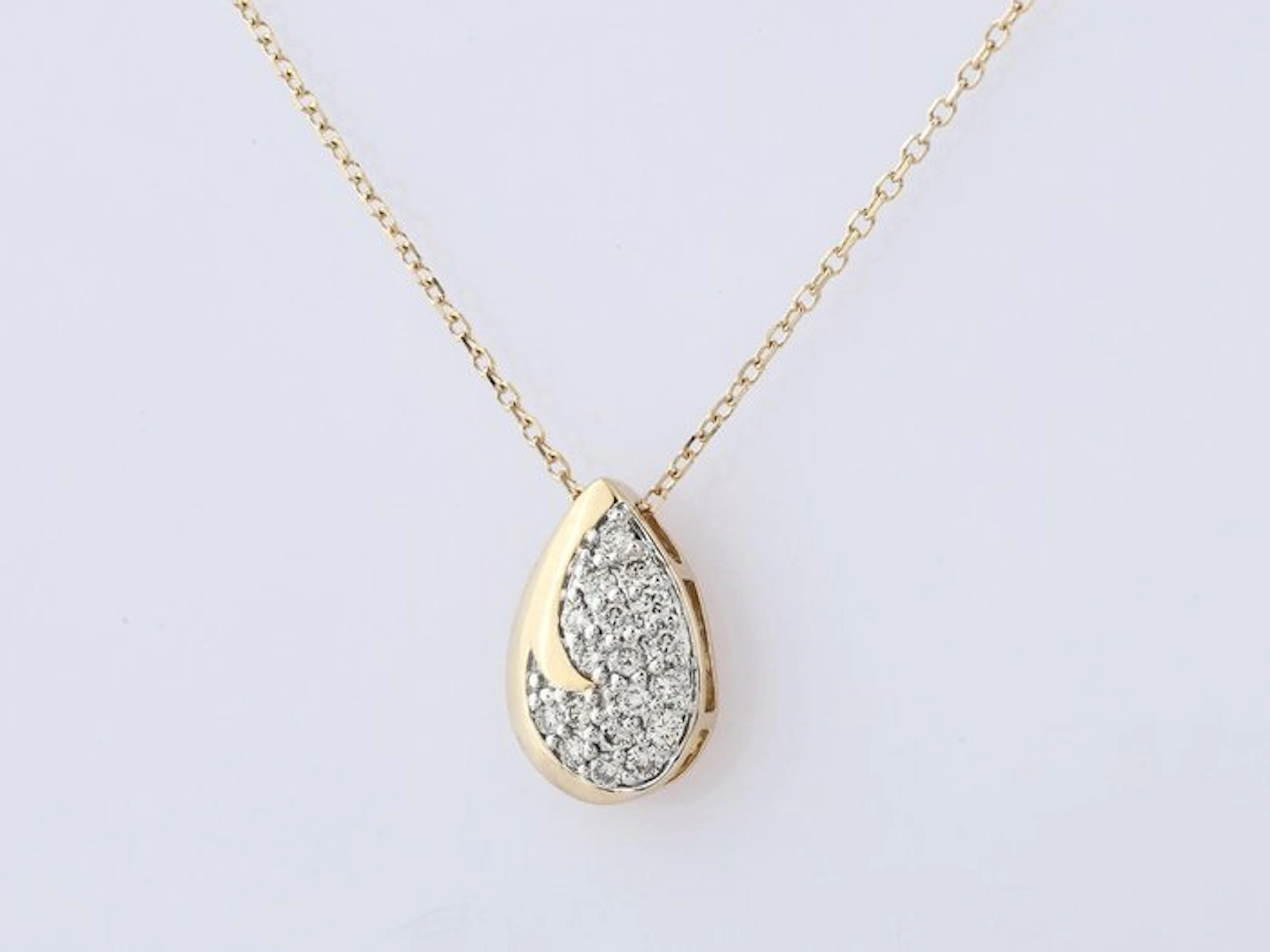 Necklace with pendant - 14 kt. Yellow gold - 0.19ct. tw. Diamond (Natural)