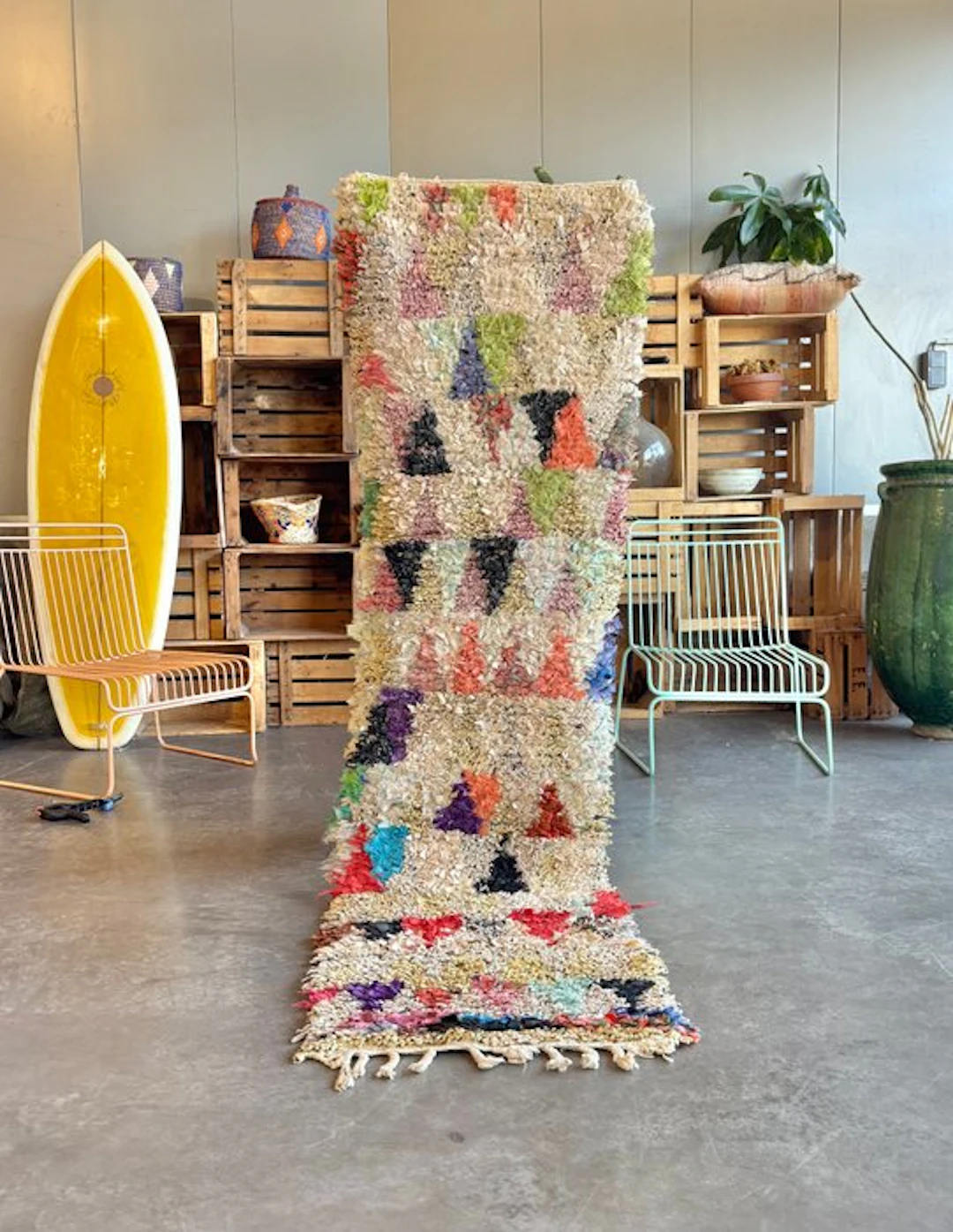 Vintage Moroccan Boucherouite Runner – Abstract...