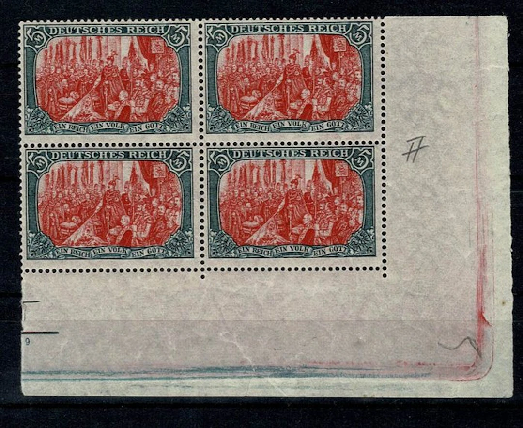 German Empire - 4 Block 5 M War Pressure - MiNr. 97 A II