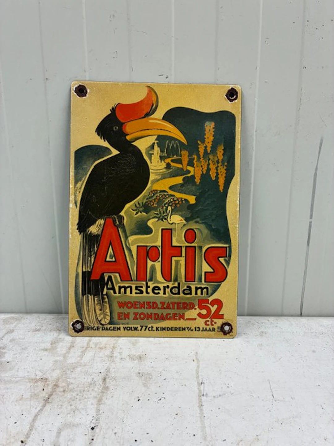 Vintage Artis Amsterdam enamel advertising sign –...