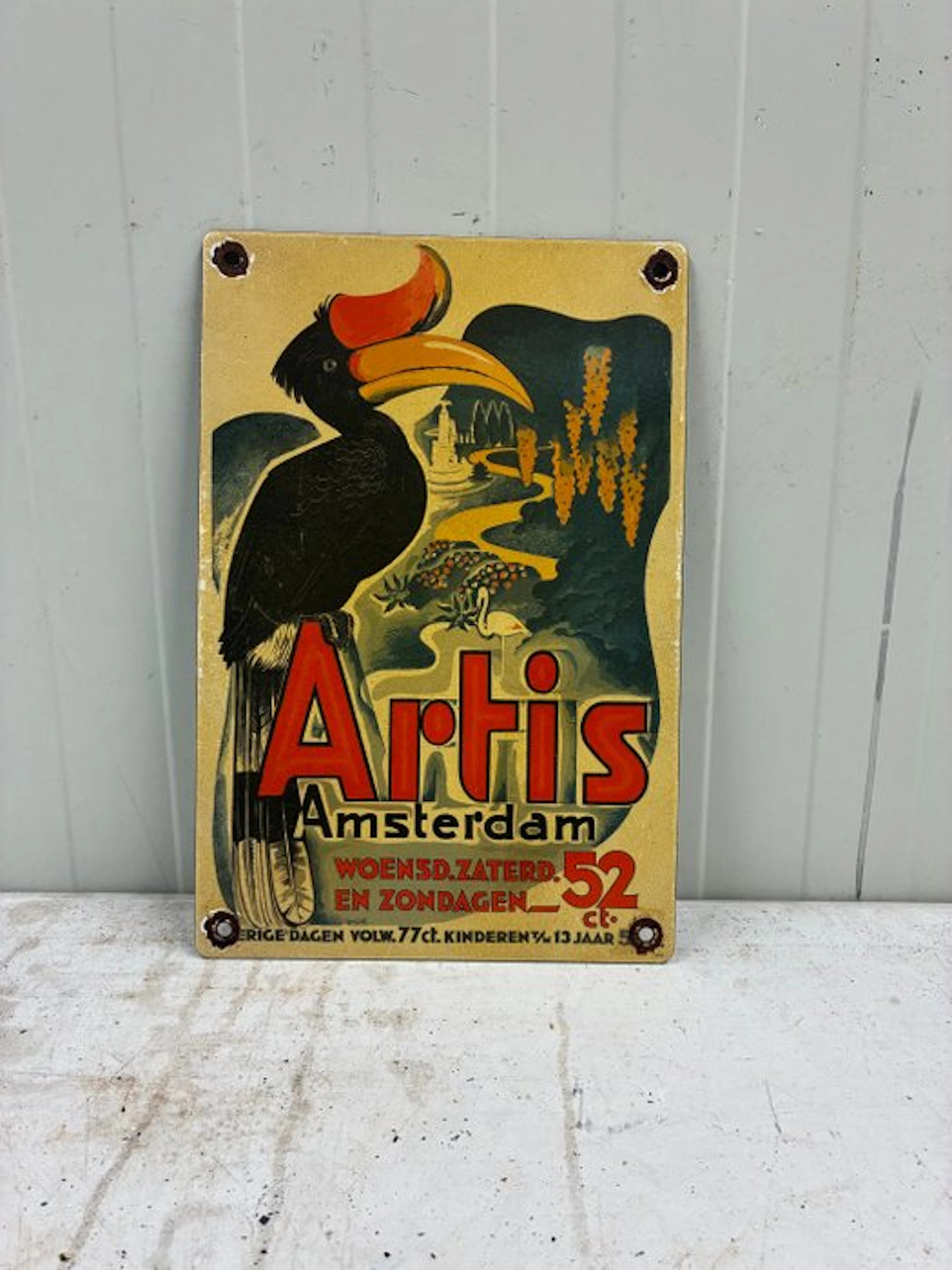Vintage Artis Amsterdam enamel advertising sign –...