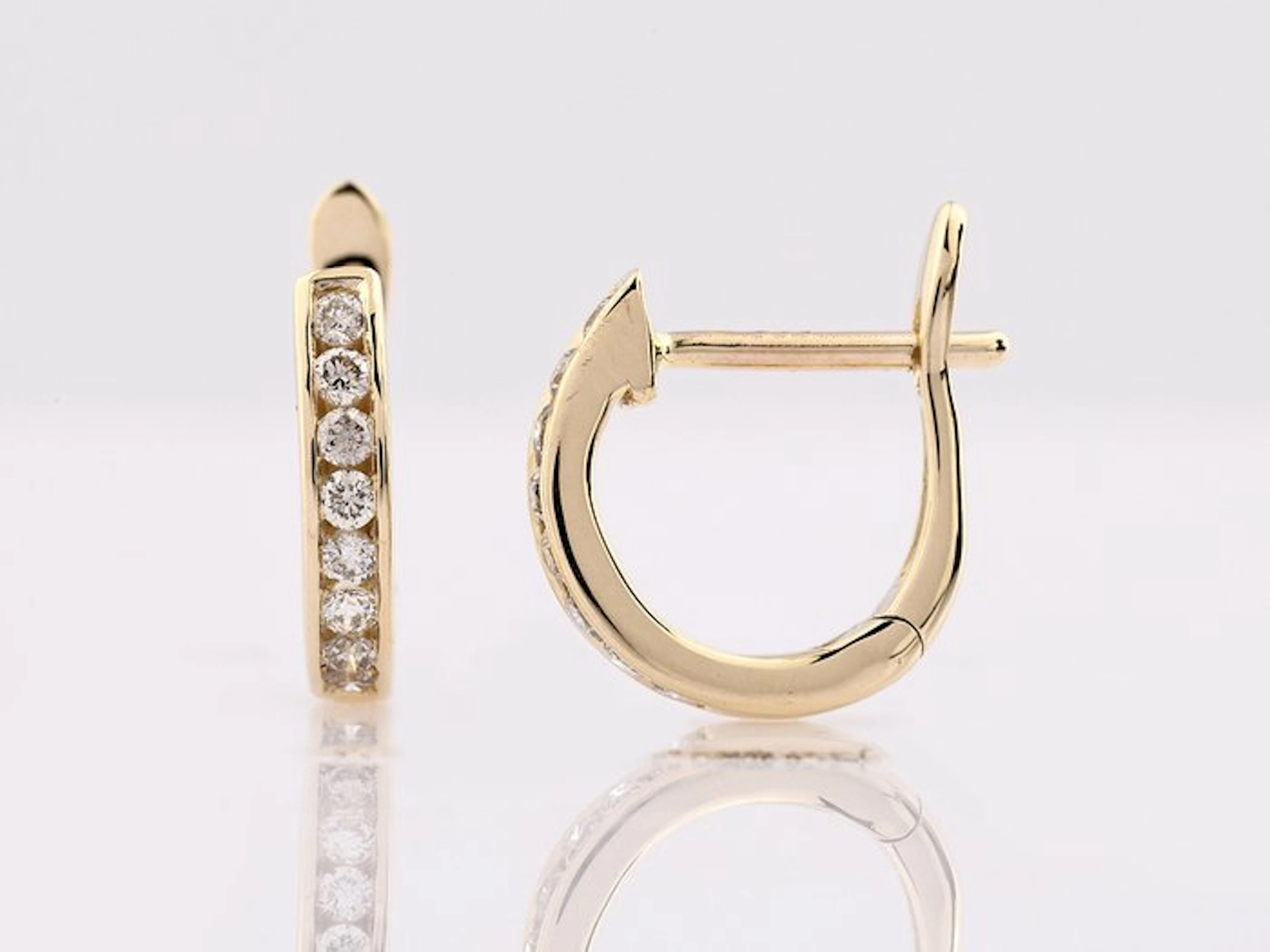 No reserve price - Earrings - 14 kt. Yellow gold - 0.16ct. tw. Diamond
