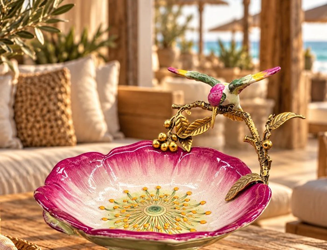 Bowl - Porcelain, Bronze - Hummingbird
