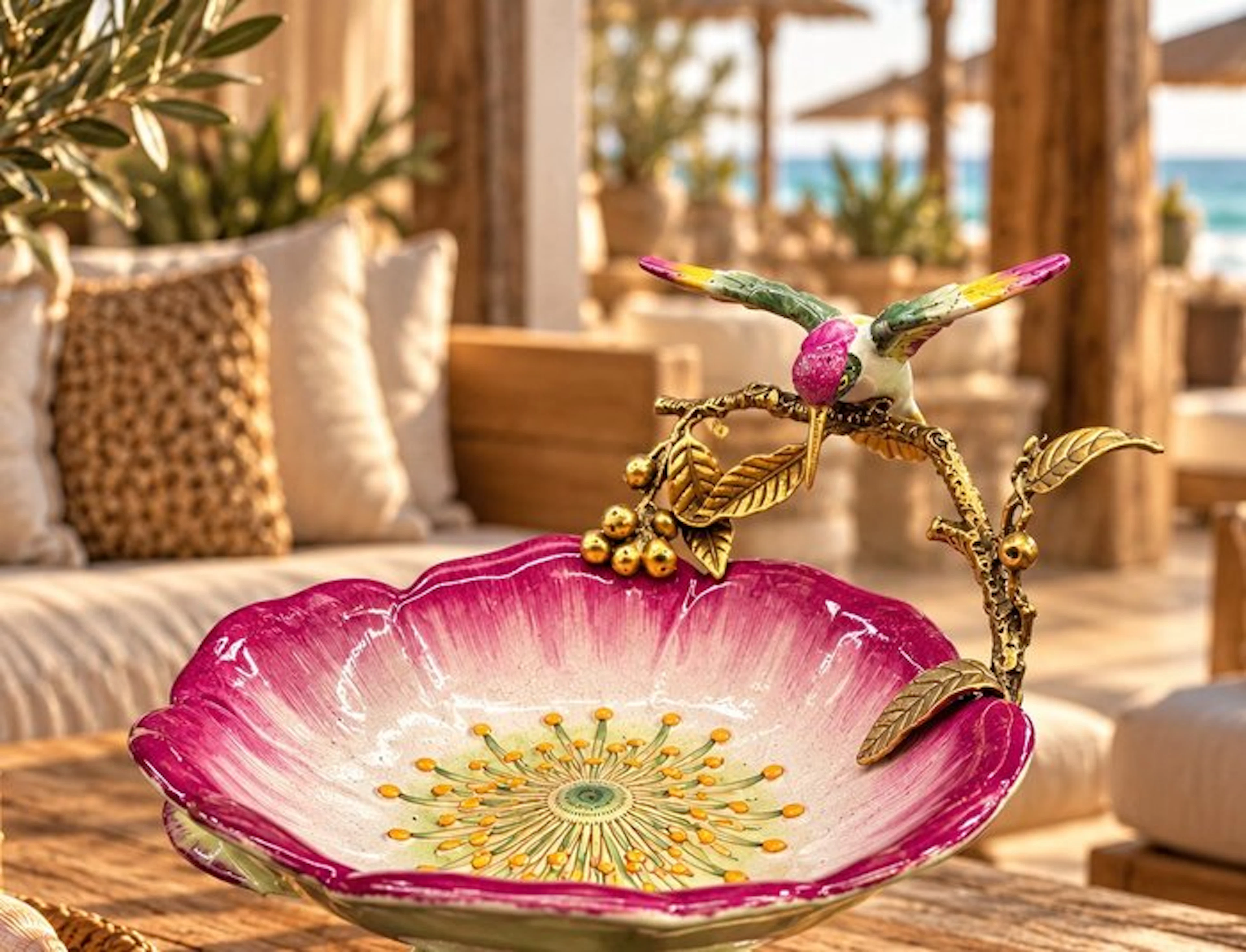 Bowl - Porcelain, Bronze - Hummingbird