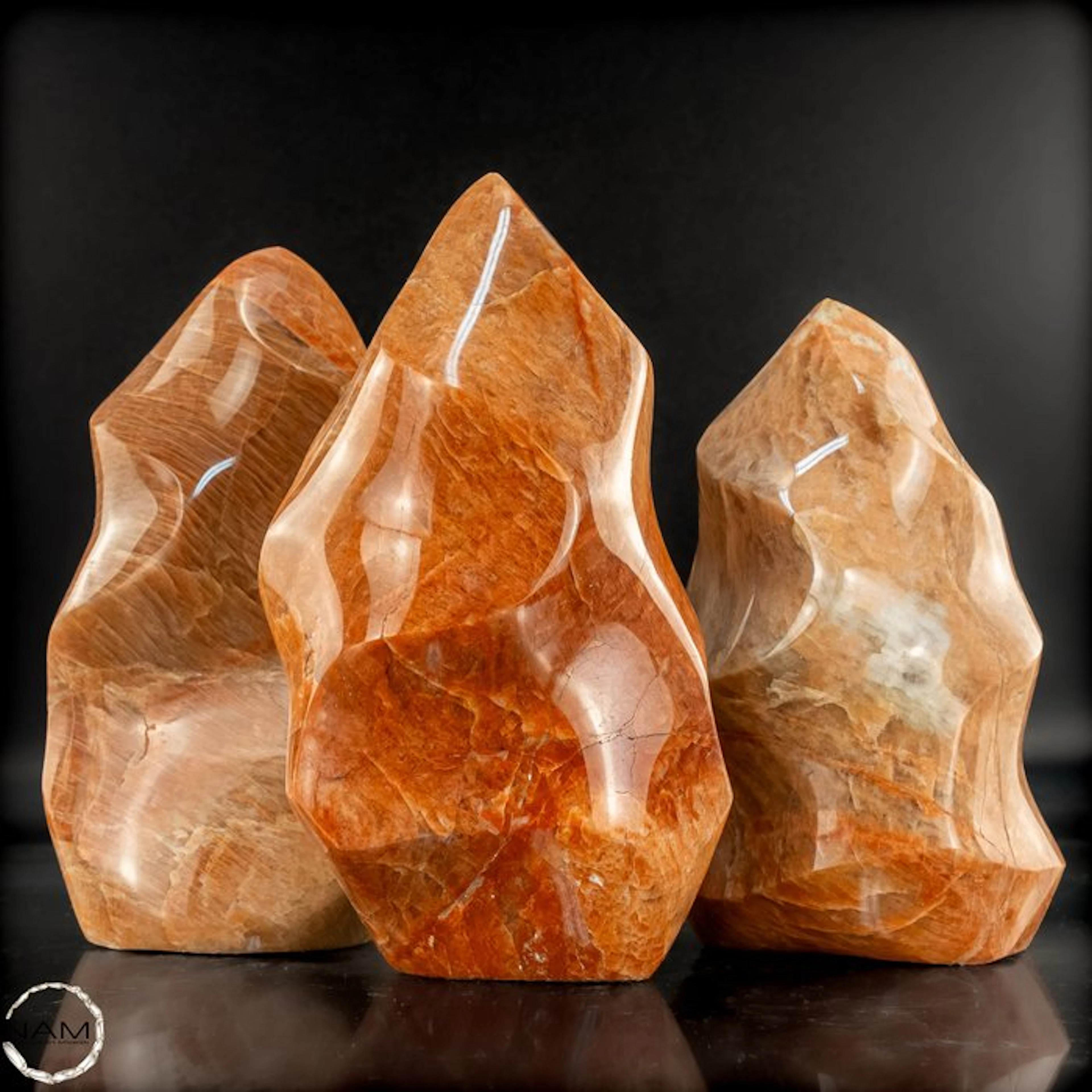Peach Moonstone Flame Set – Expressive nature art in warm...