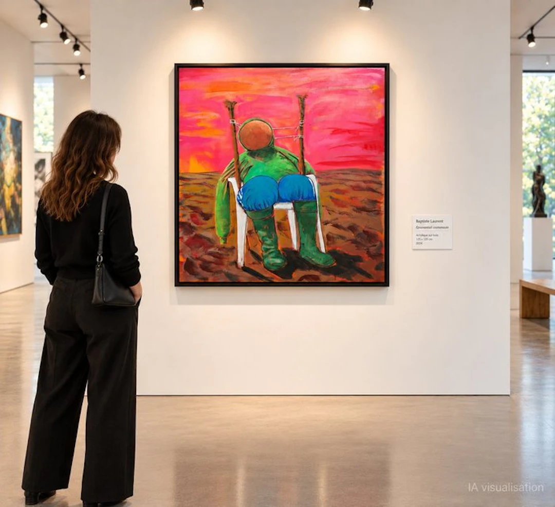 Baptiste Laurent - "Épouvantail cosmonaute ", XL acrylic on canvas, 2024