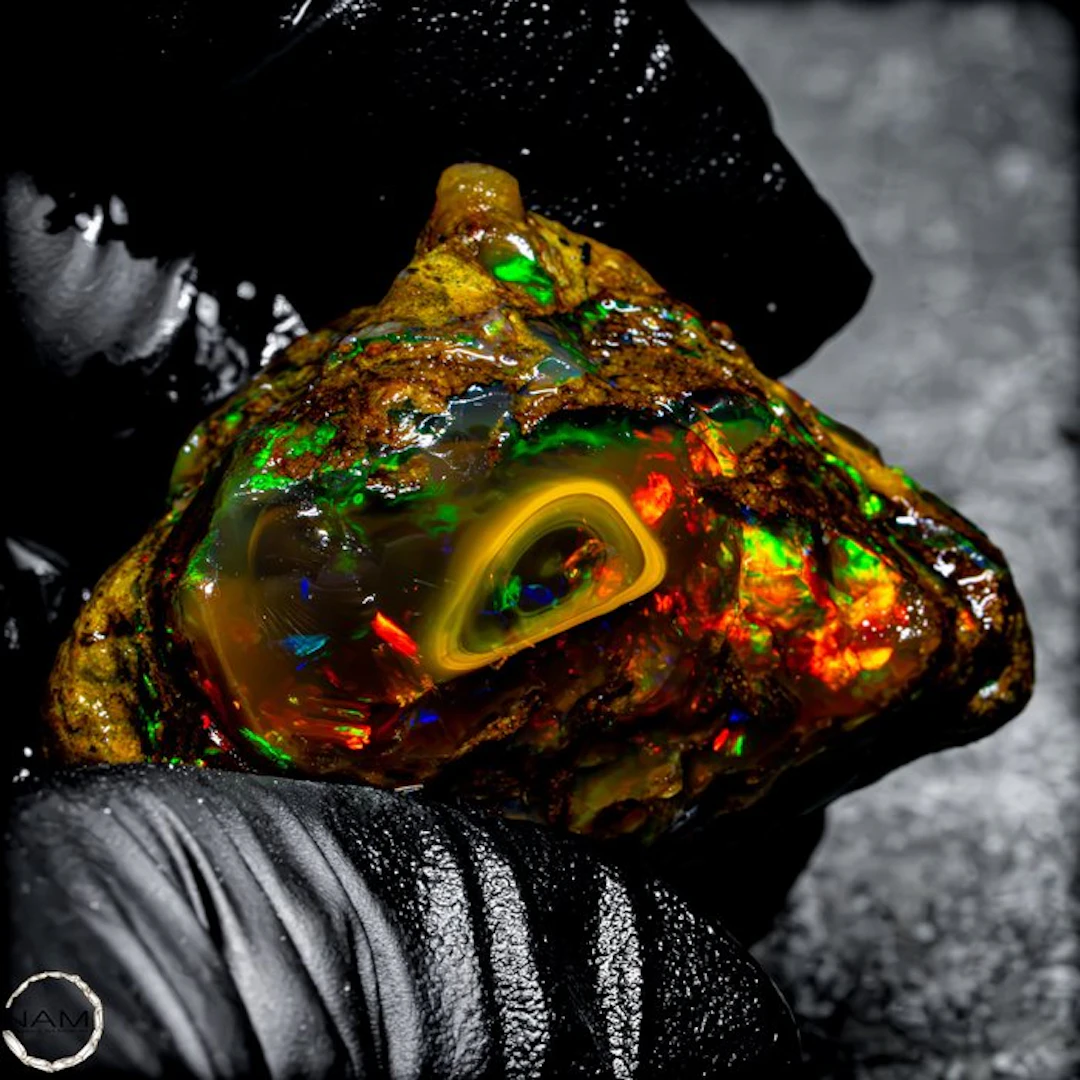 Ethiopian crystal opal – exceptional harlequin color play with intense red