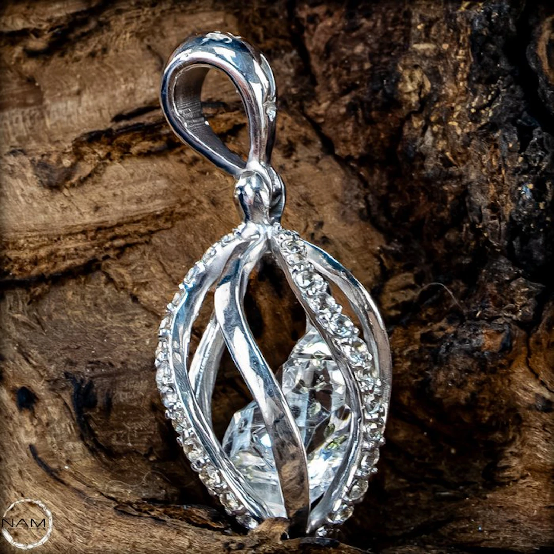 Herkimer-Diamant Anhänger in 925er Silber – Natürlicher...