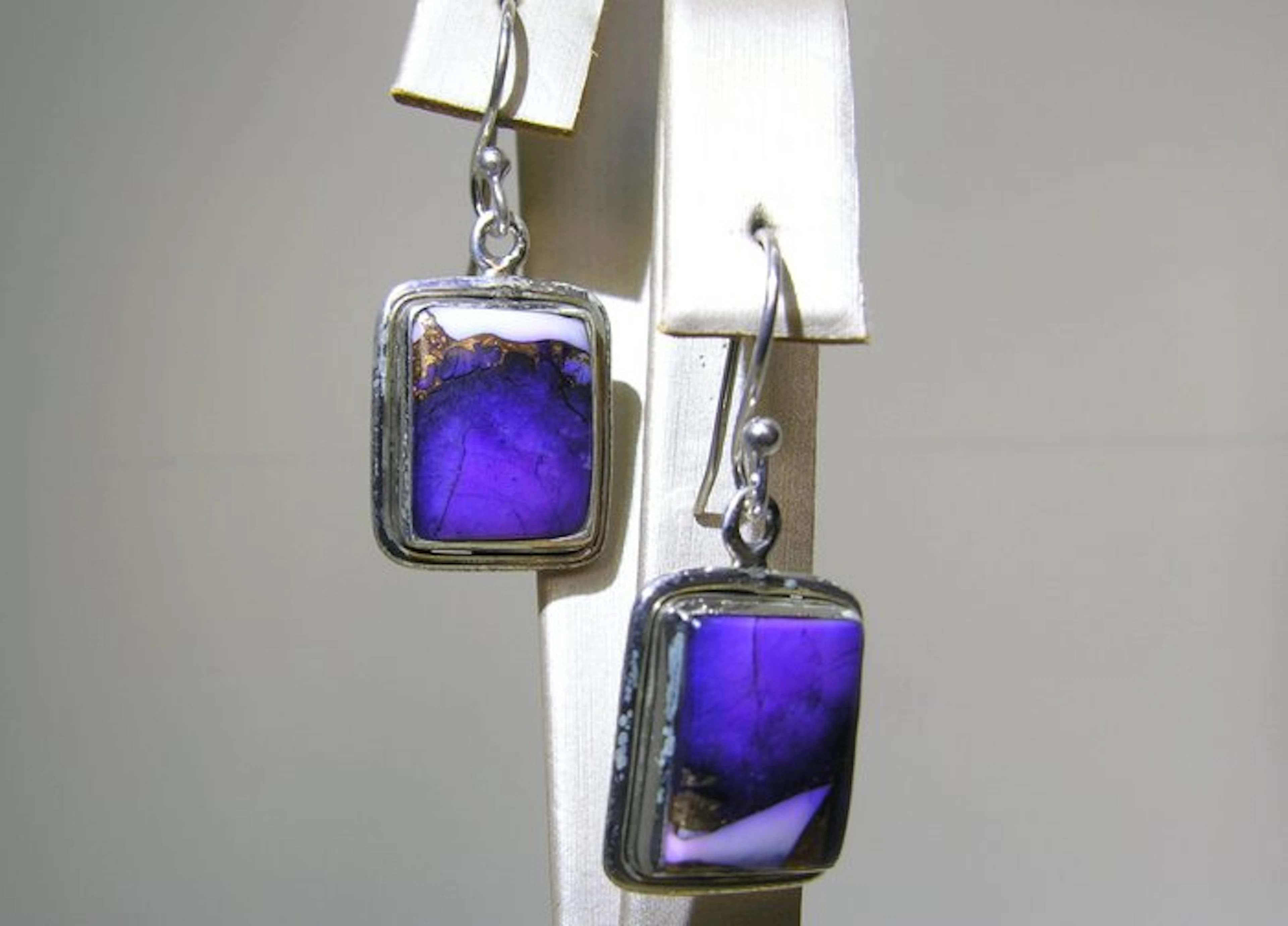 Turquoise Earrings - Height: 33 mm - Width: 14 mm- 5.81 g - (2)