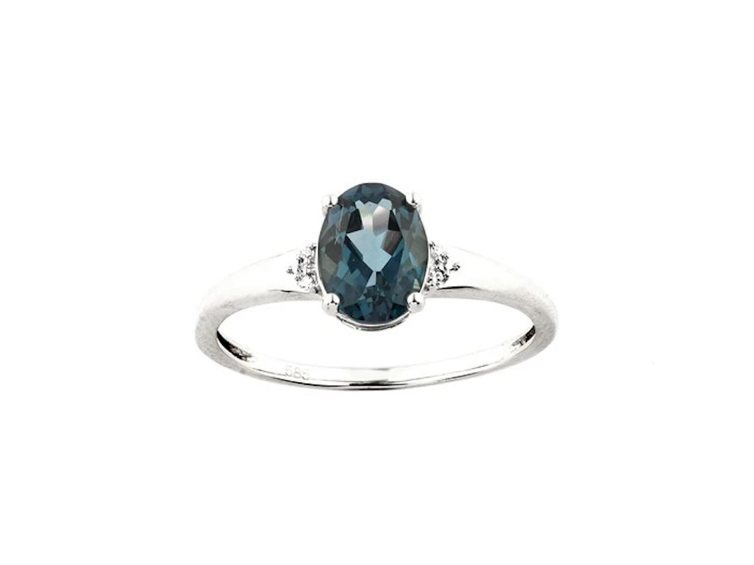 No reserve price - Ring - 14 kt. White gold - 1.39ct. tw. Topaz - Diamond