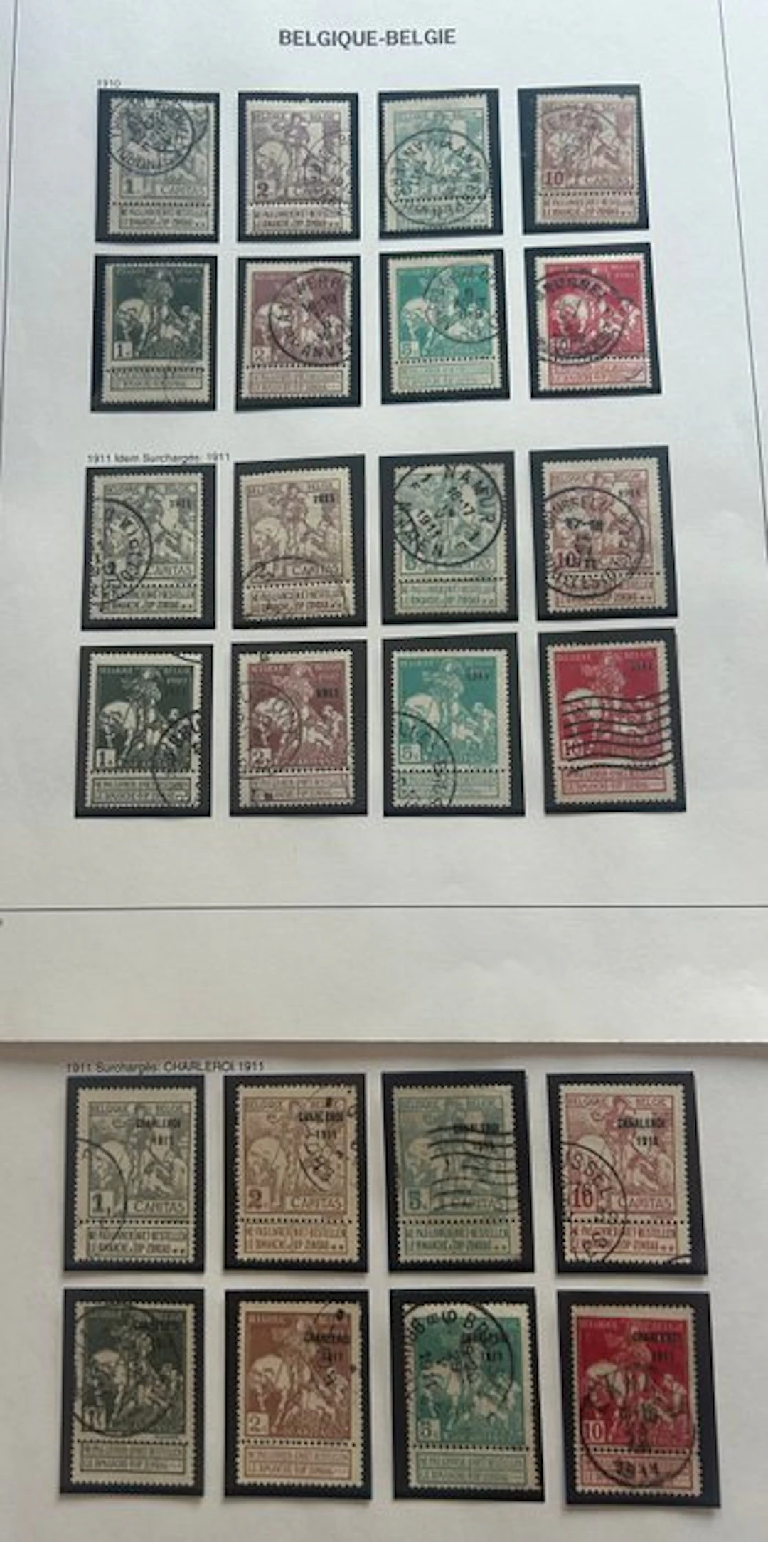 Belgium 1910/1911 - 3 complete Caritas series including...