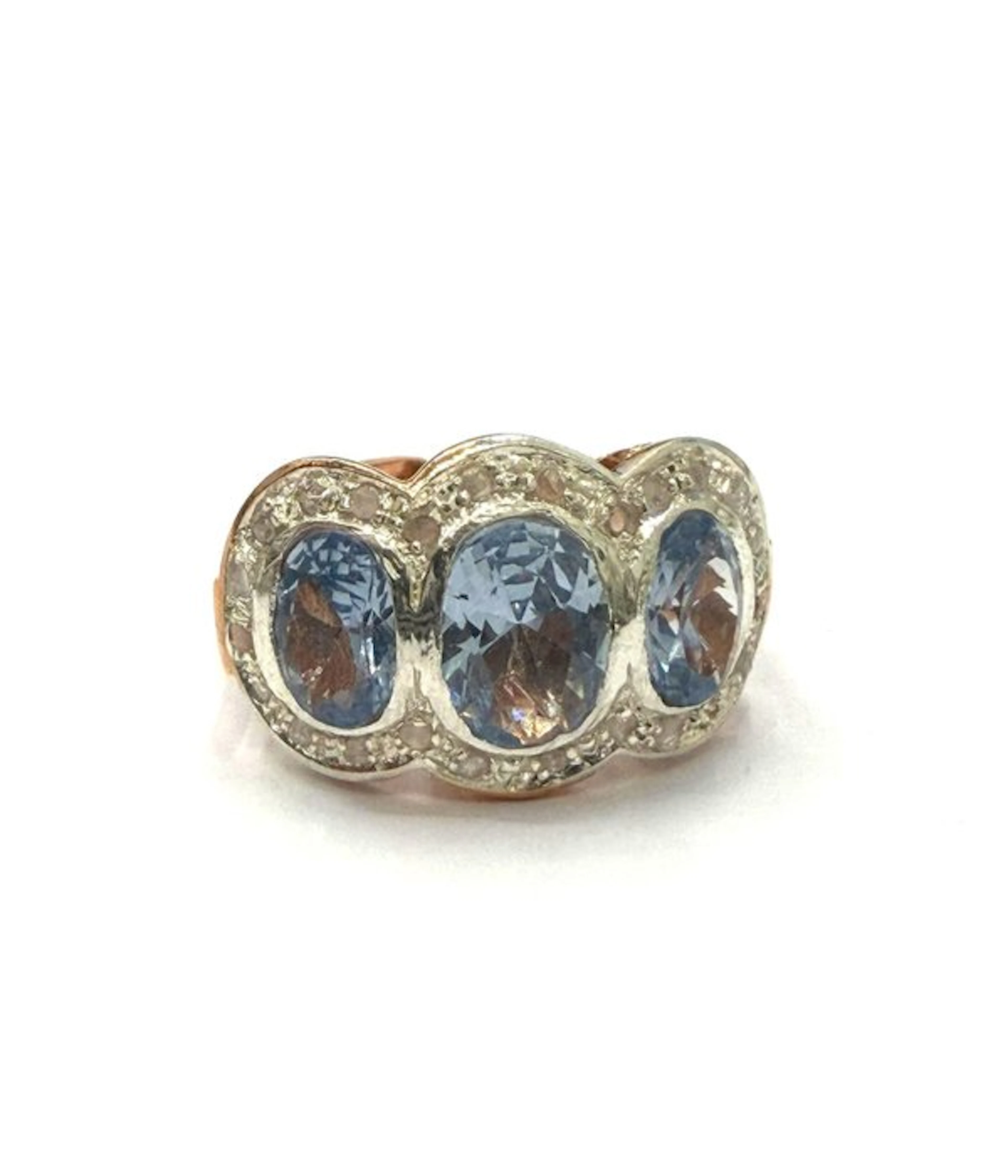 No reserve price - Ring - 9 kt. Rose gold, Silver Spinel - Diamond