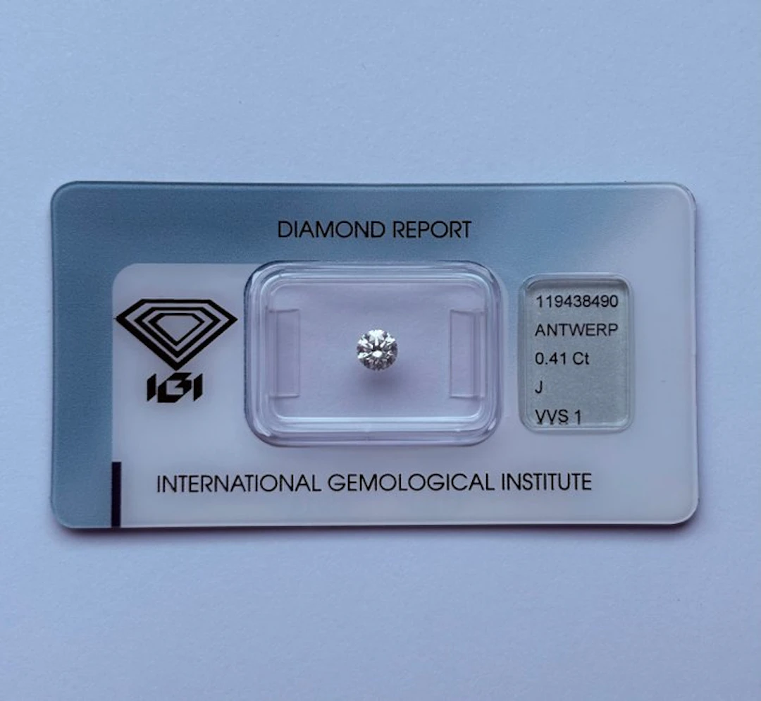 1 pcs Diamond (Natural) - 0.41 ct - Round - J - VVS1...