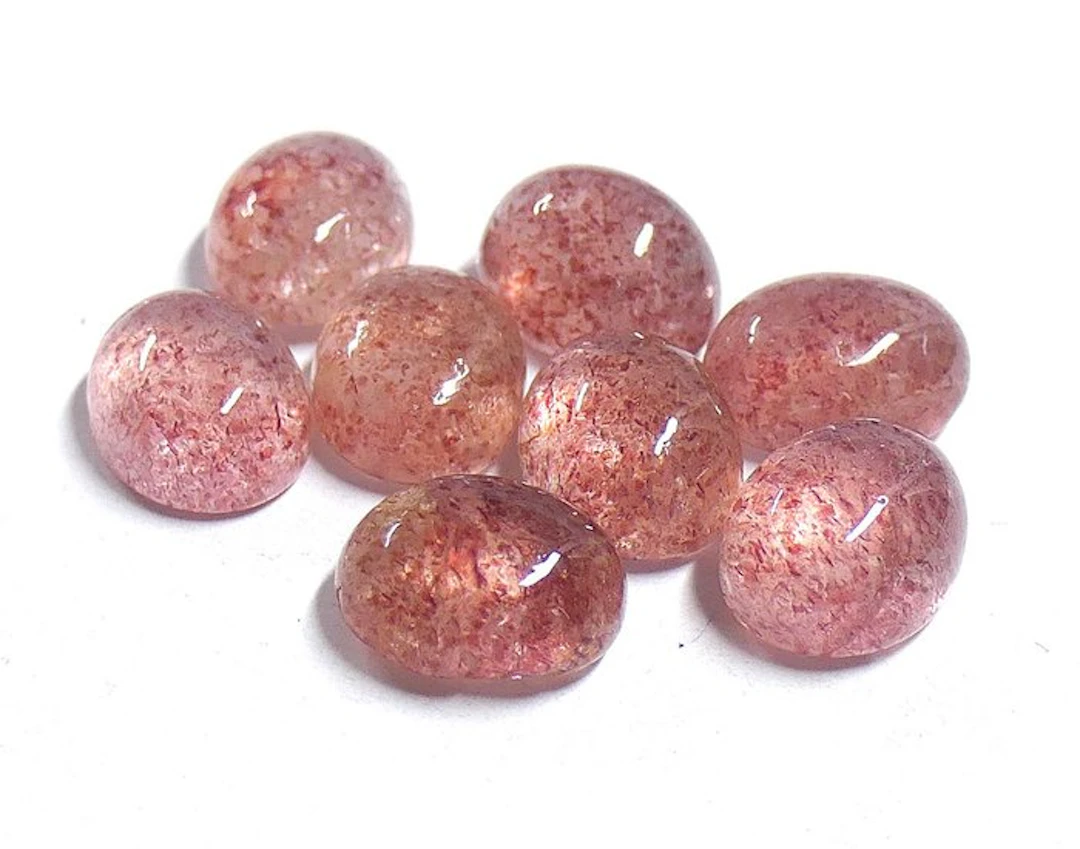 Batch - 100% natural strawberry quartz Cabochon- 5.11 g - (8)