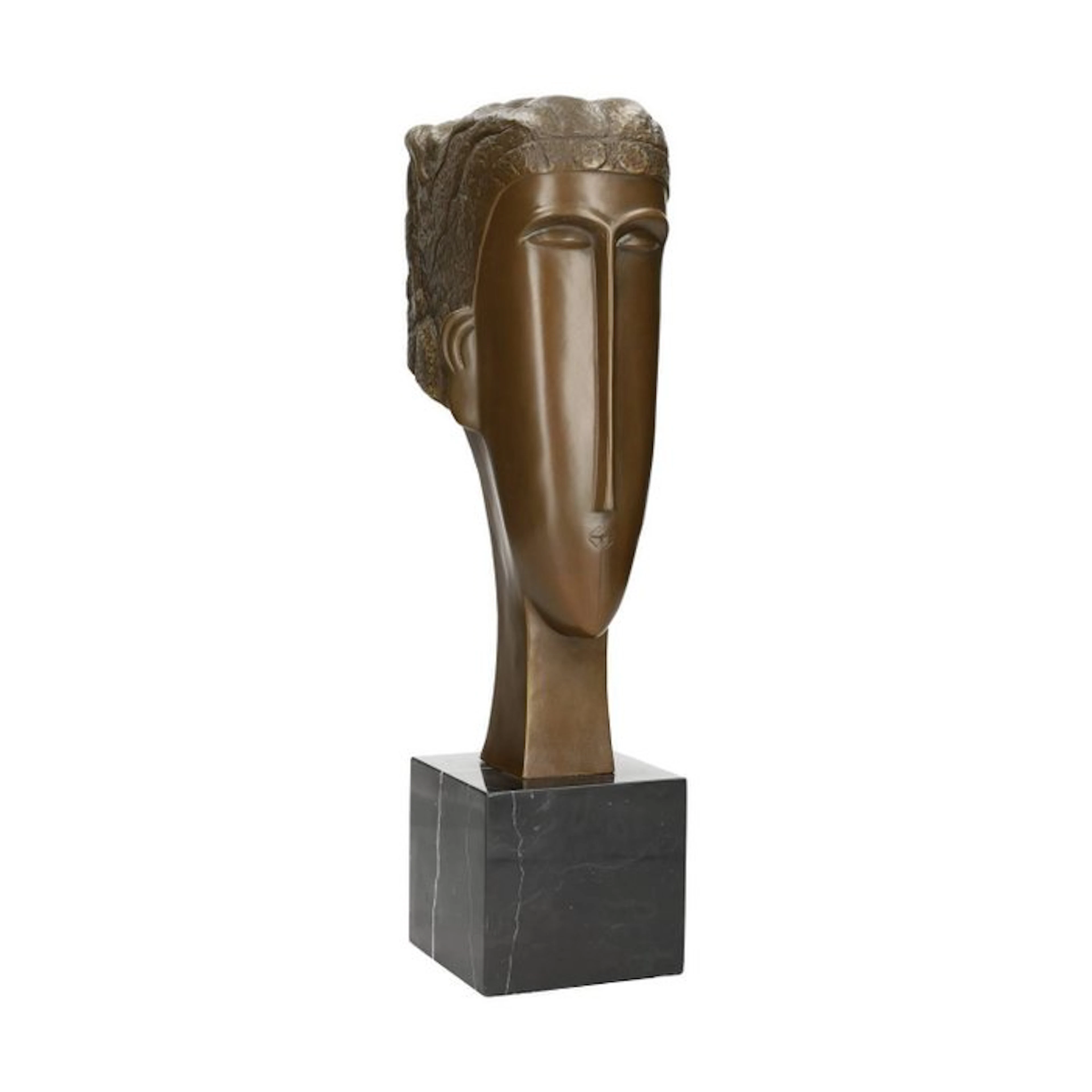 Sculpture, Modernist head - 44 cm - Bronze, Marble
