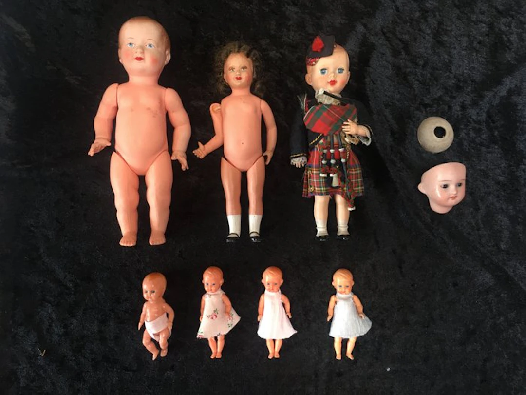 Antieke Frans porseleinen poppenhoofdje - Doll en lot van...