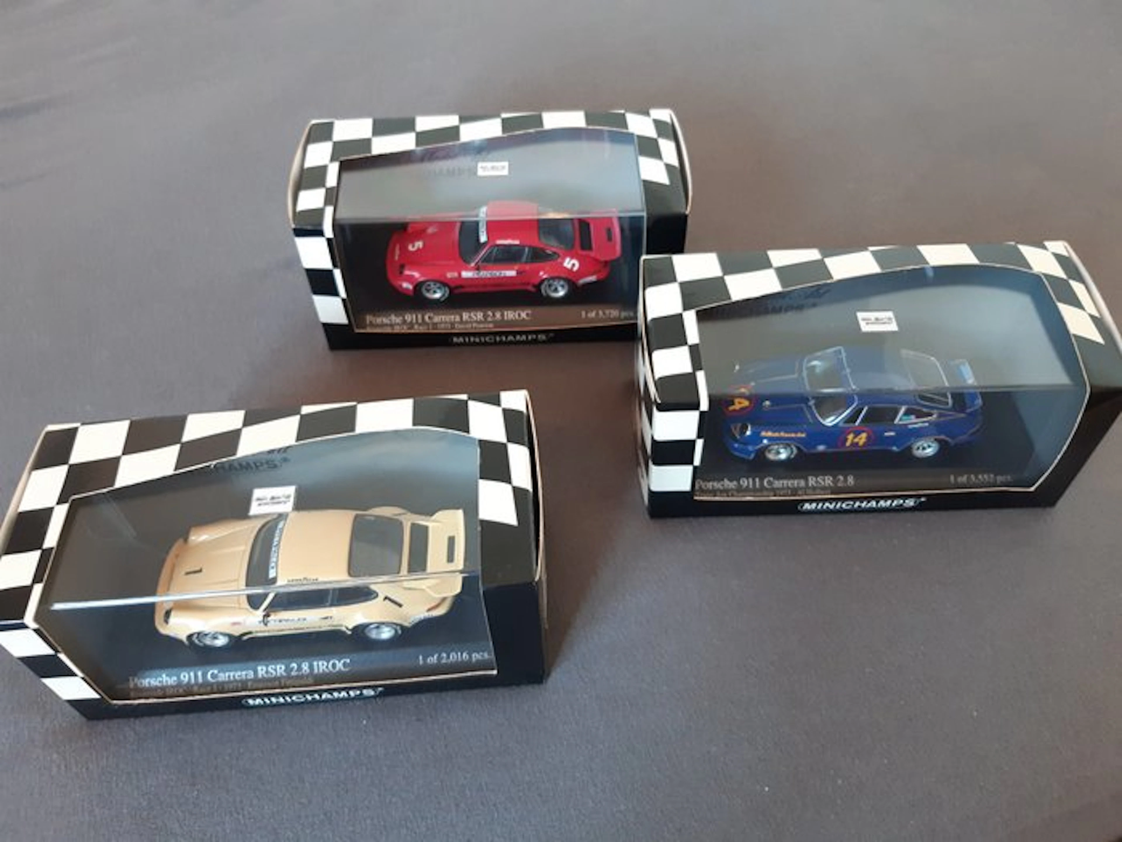 MiniChamps 1:43 - Model car (3) - Porsche 911 Carrera RSR 2.8 IROC