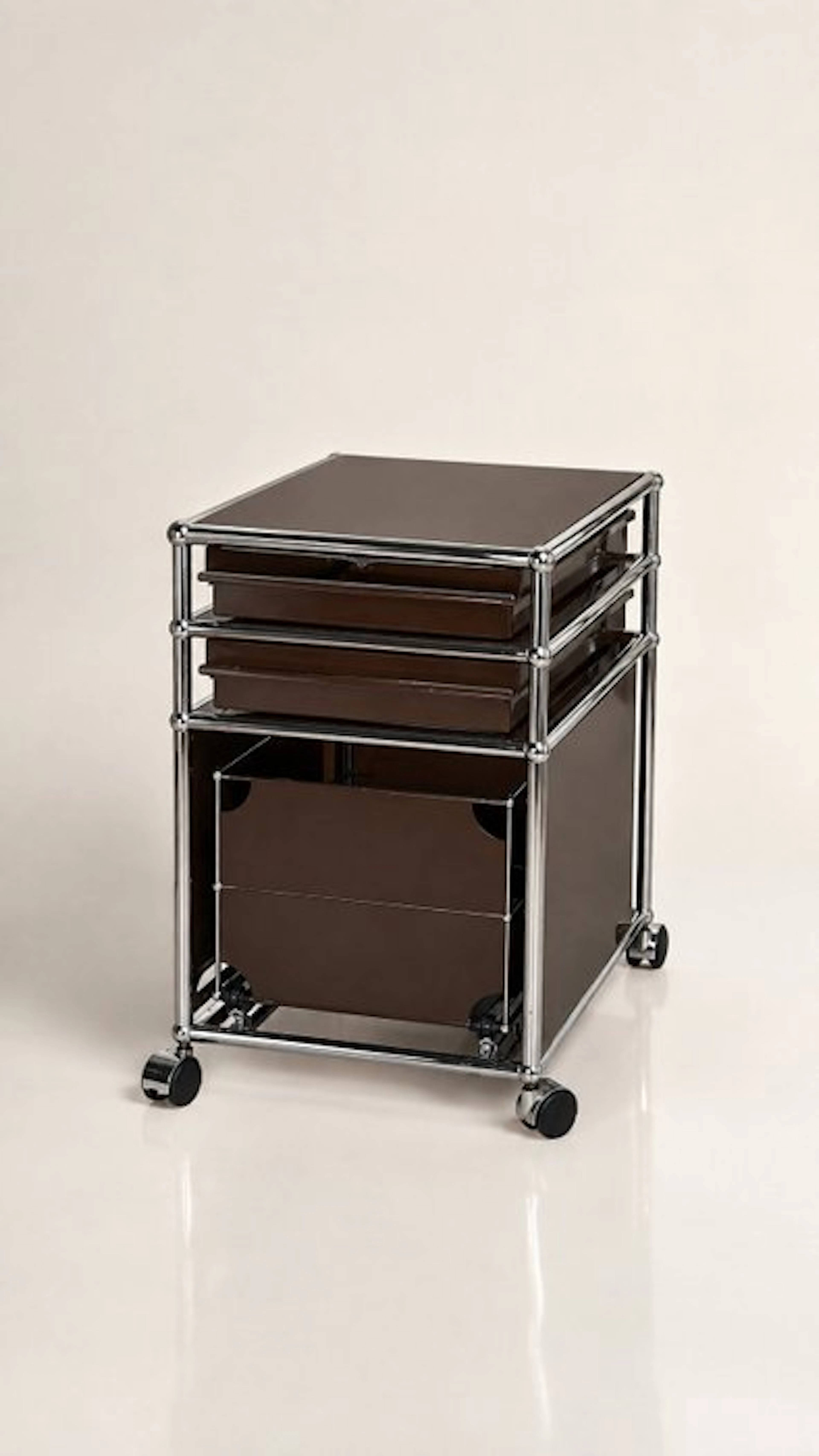 USM Haller - Pedestal desk - Chrome - USM rolling cabinet