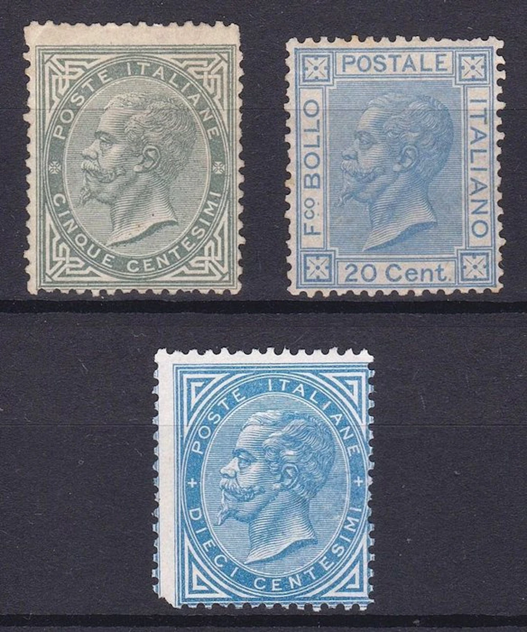 Italy Kingdom 1863/1877 - Selection of 3 specimens –...
