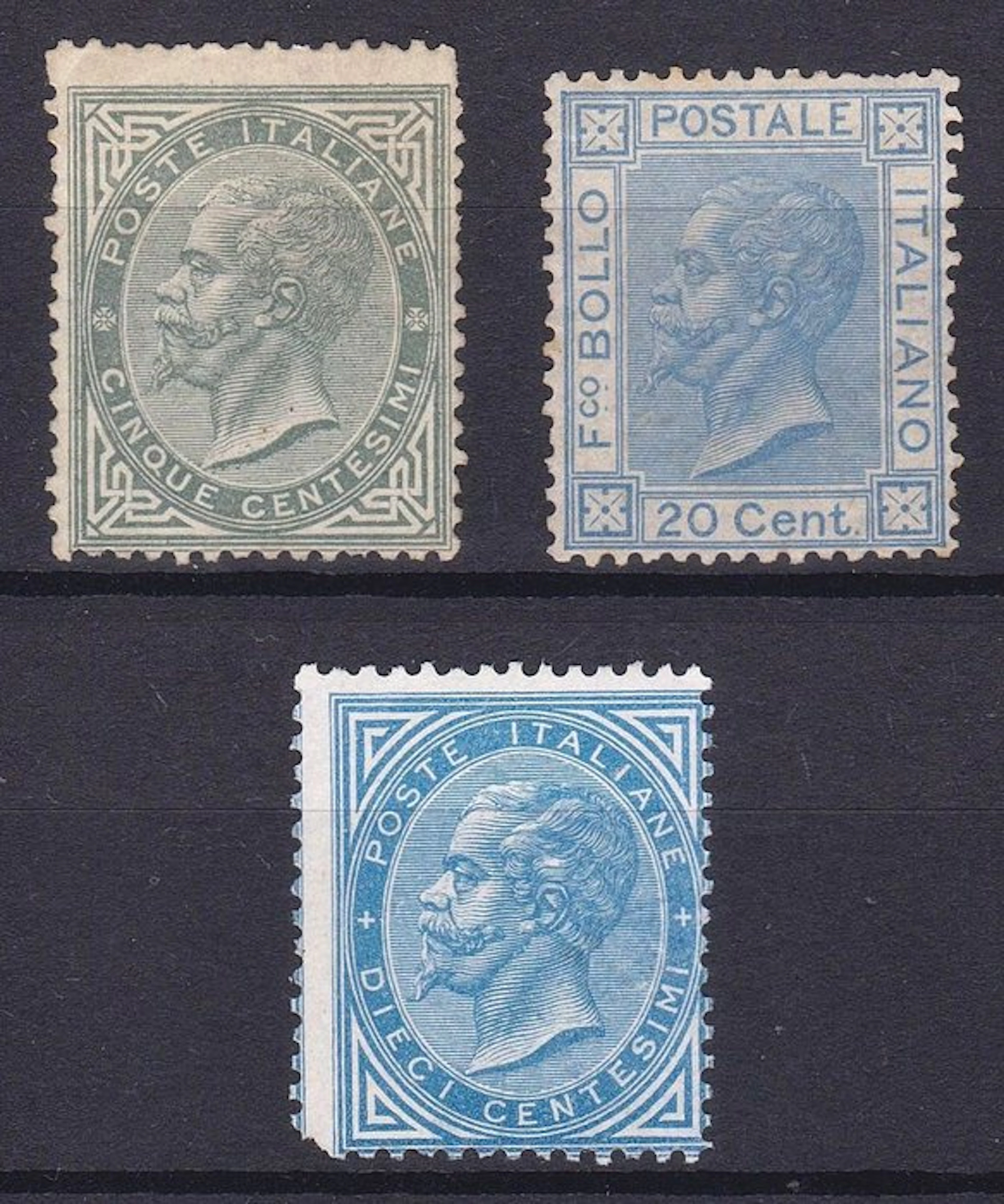Italy Kingdom 1863/1877 - Selection of 3 specimens –...
