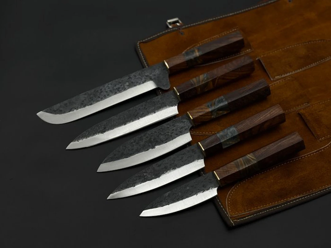 Japanese Style Kitchen Knife SET With Leather BAG...