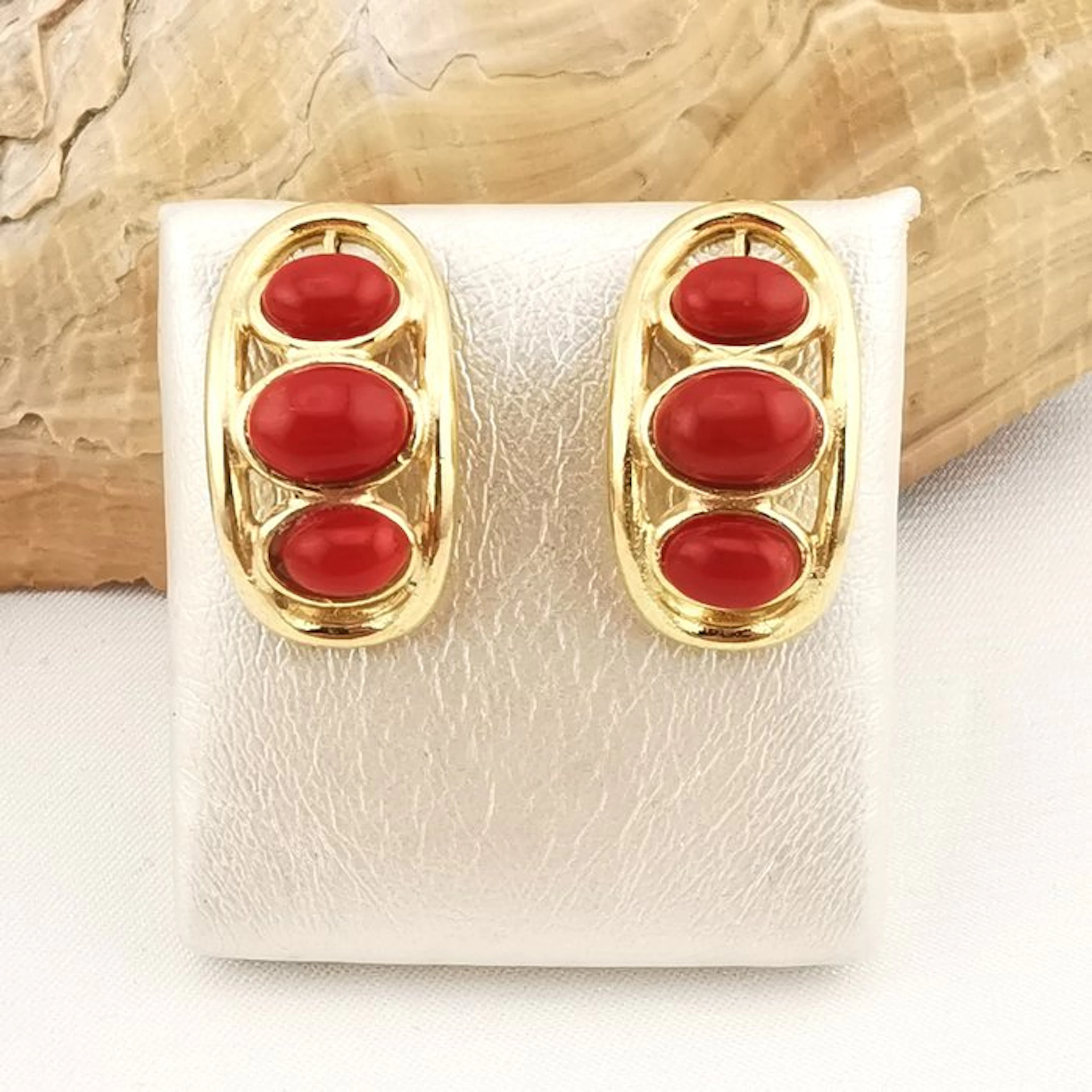 Coral - Silver - Earrings - Italian Craftsmanship