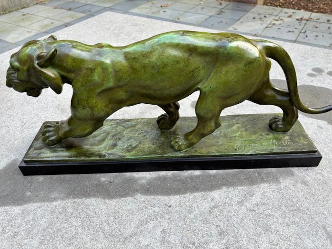 Raymond de Meester - Sculpture, Panter - 27 cm - Patinated bronze