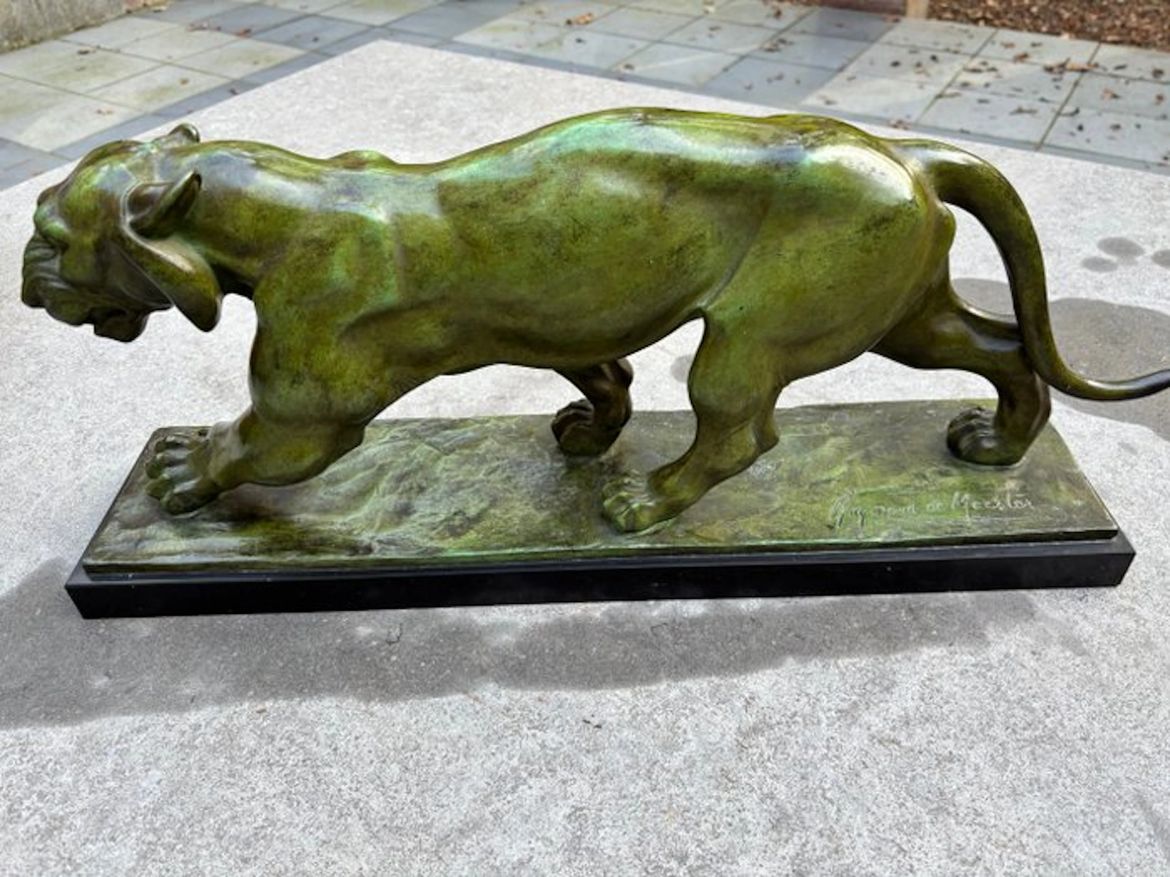 Raymond de Meester - Sculpture, Panter - 27 cm - Patinated bronze