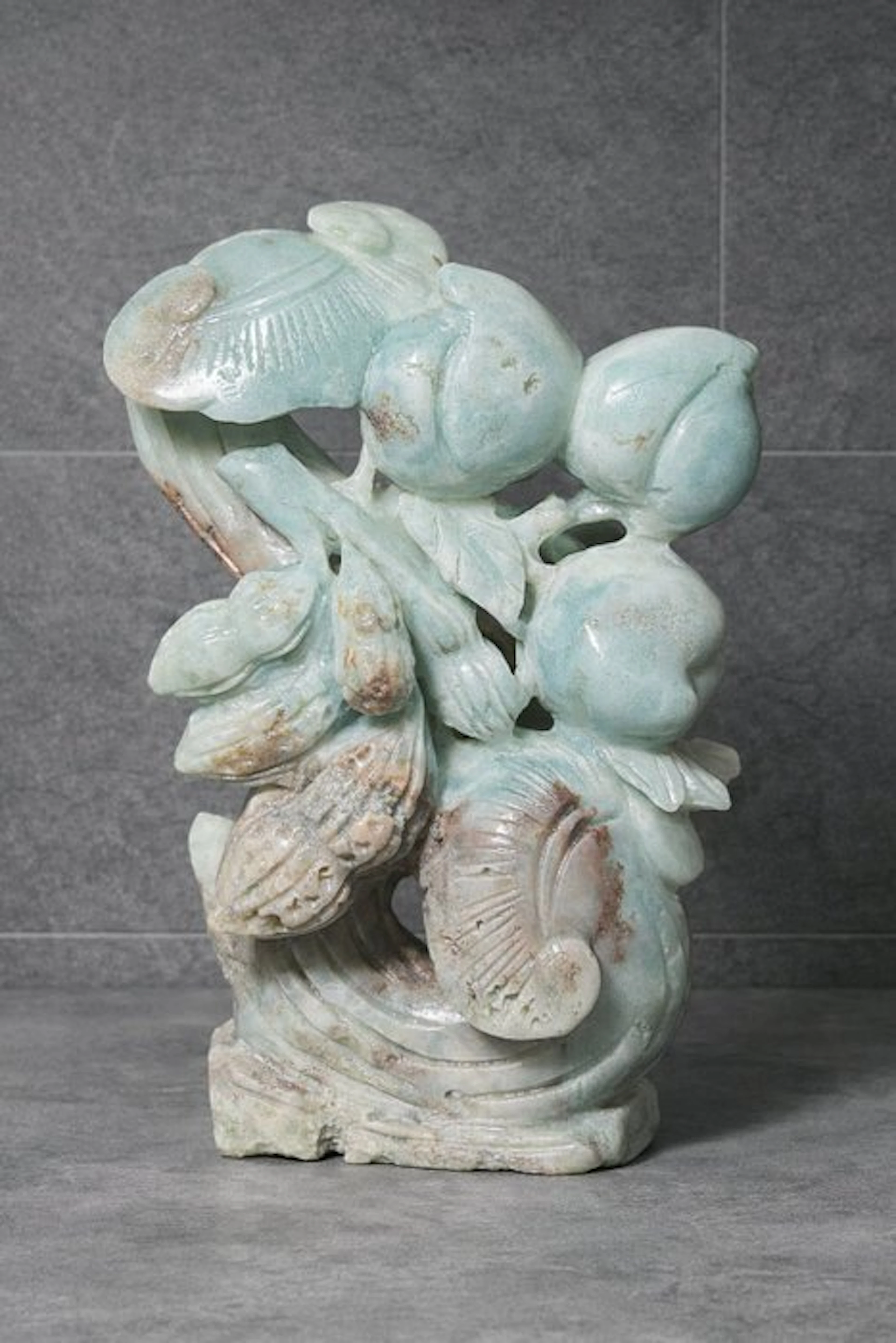 Beautiful Baby Blue Amazonite Carving with Floral Motif...