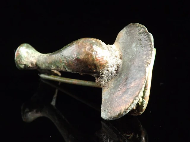 Ancient Roman Bronze Roman Bronze Fibula with Fan-Shaped...