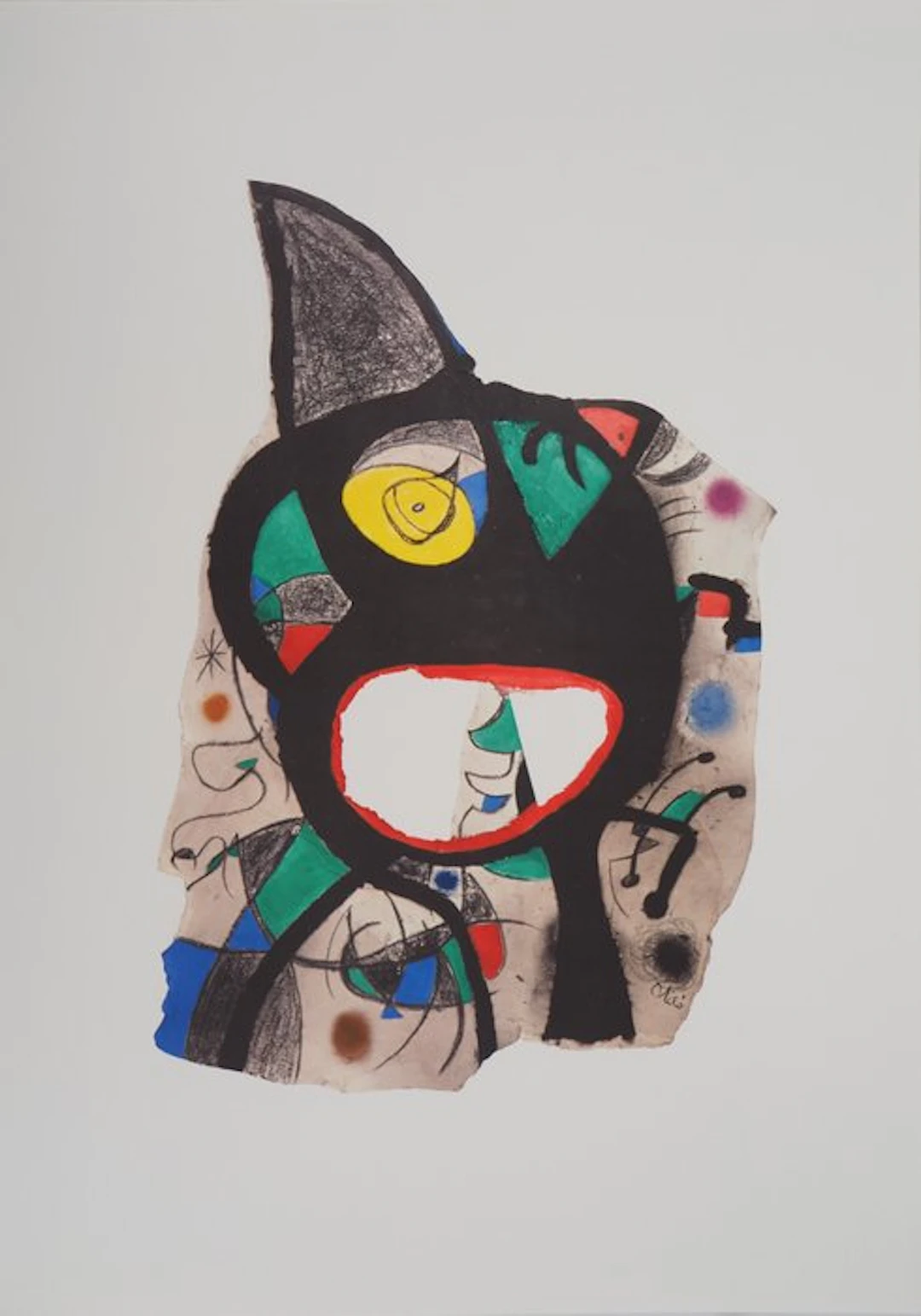 Joan Miro (1893-1983) - Oiseau surréaliste (Tête dans la nuit)