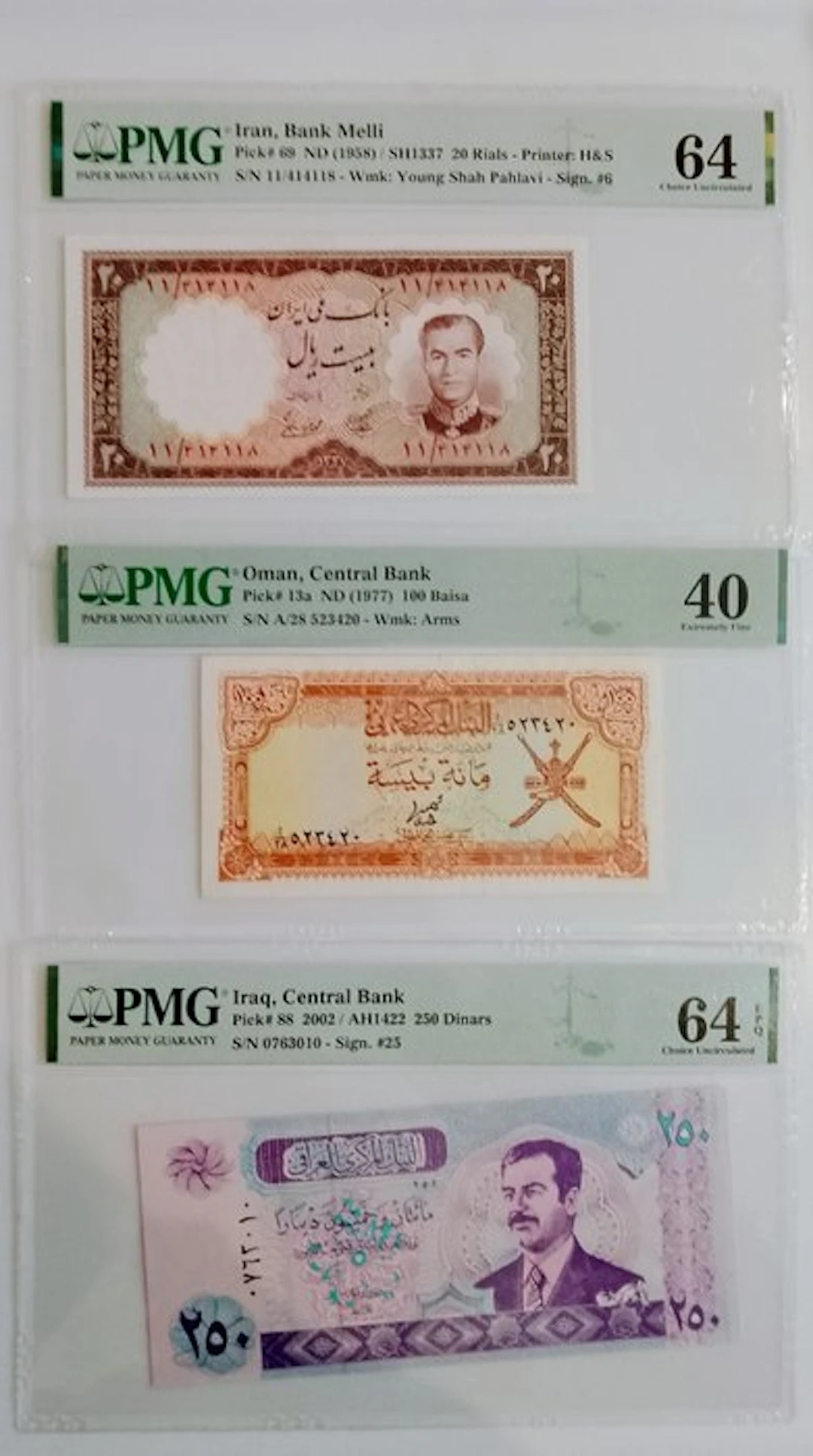 World. - 3 Slabbed Banknotes - 1958/2002 (No reserve price)