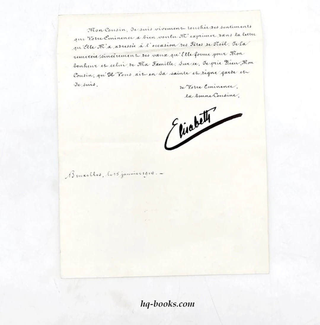 Queen Elisabeth of Belgium - Handwritten letter few...