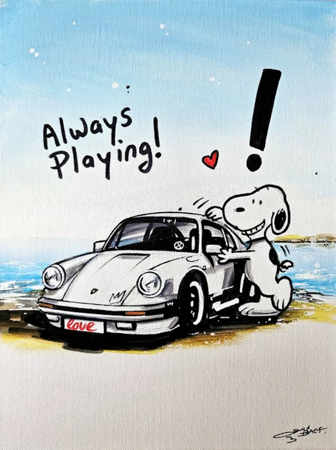 Original Painting - Porsche - Porsche 911 - Snoopy Pop Art - Baes Gerald - 2016