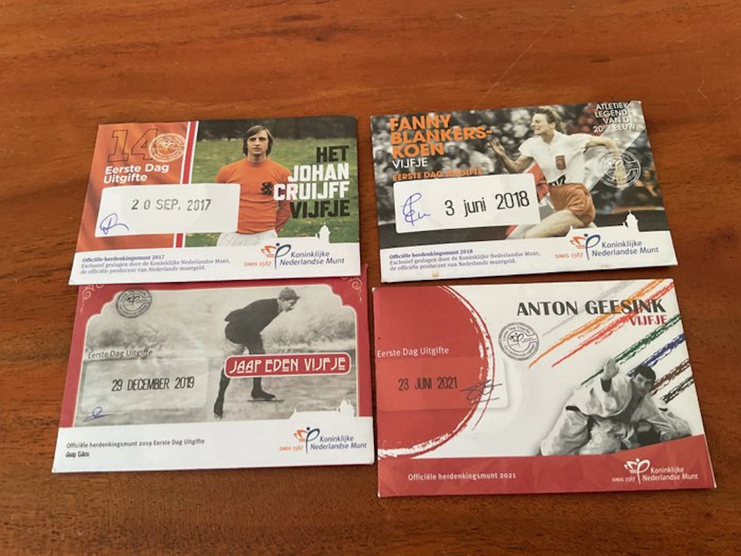 Netherlands. 5 Euro 2018/2021 "Eerste Dag Uitgifte" (4 stuks) (No