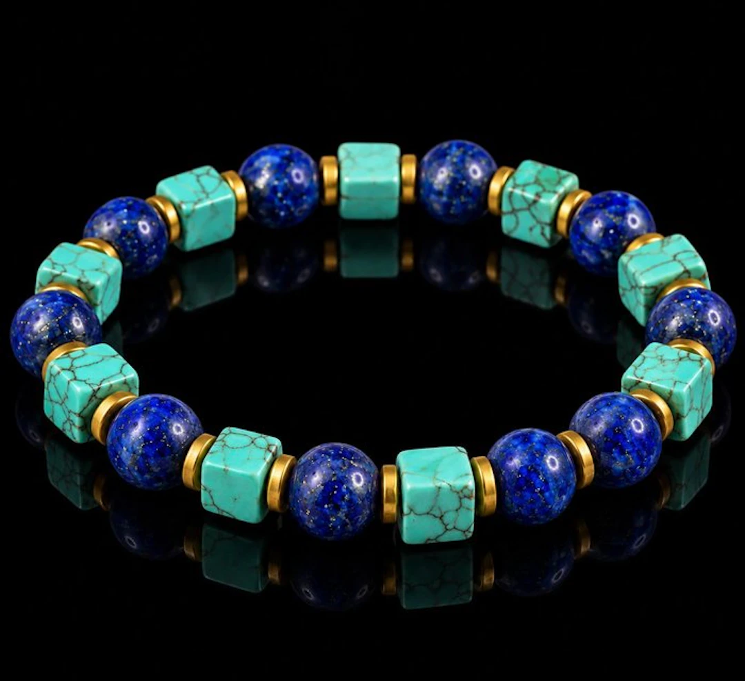 Beautiful natural turquoise and lapis lazuli bracelet...