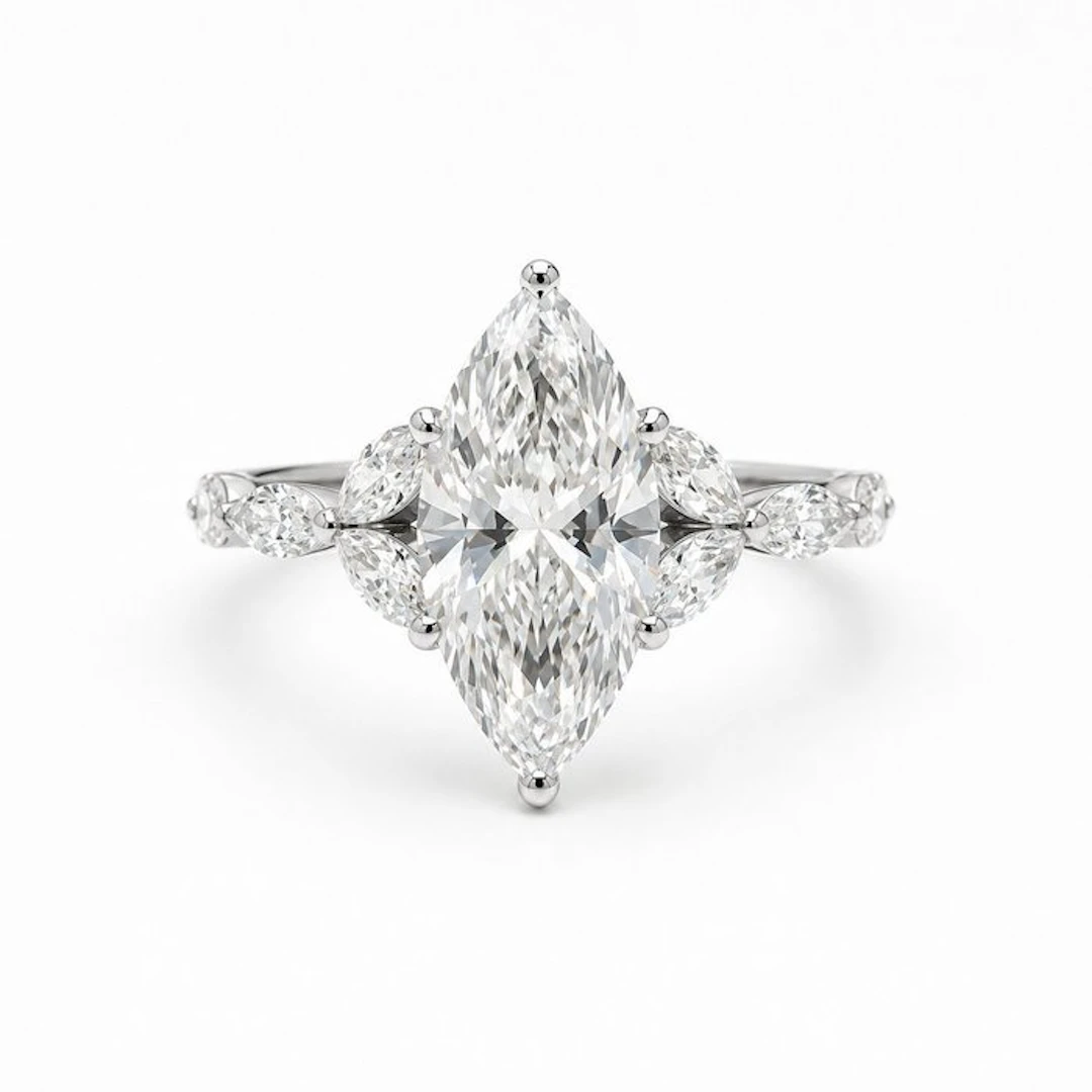 Ring - 14 kt. White gold - 5.04ct. tw. Diamond (Lab-grown) - Diamond