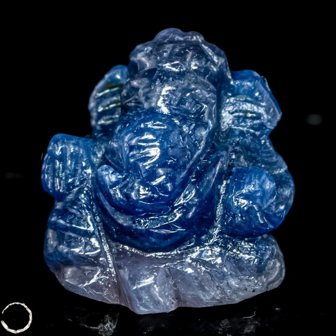 Saphir-Ganesha – Wisdom, Success and fascinating depth in blue - 13.7