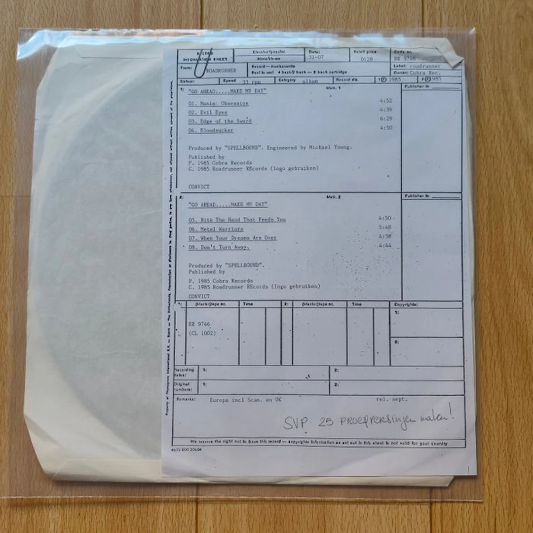 Convict - Go Ahead...Make My Day - LP - Test pressing - 1985