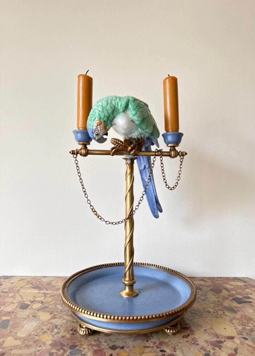 Candleholder - Porcelain, Bronze - Parrot Candleholder