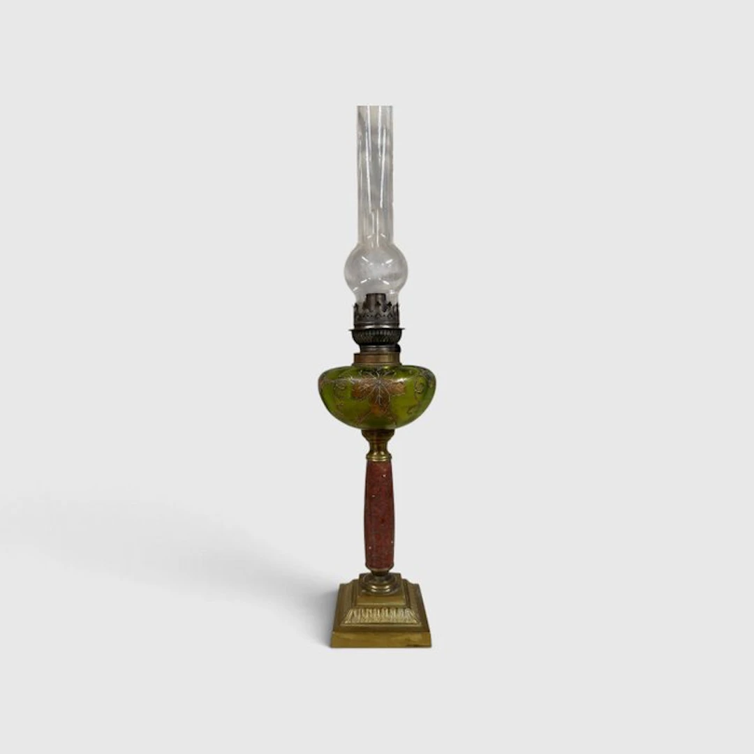 Oil lamp, 19th Century - Kerosene lamp - Bronze, Marble, Crystal, Glass...