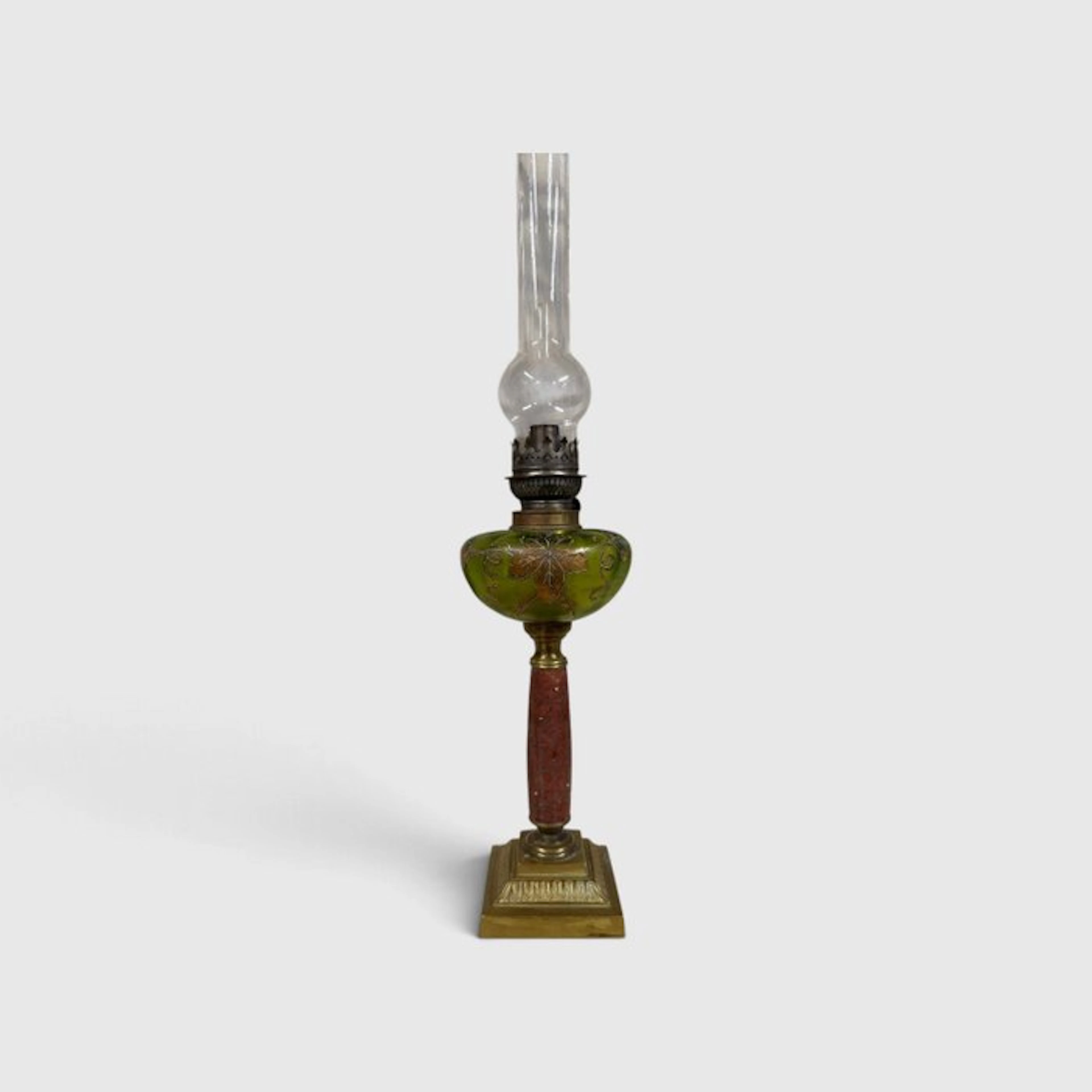 Oil lamp, 19th Century - Kerosene lamp - Bronze, Marble, Crystal, Glass...