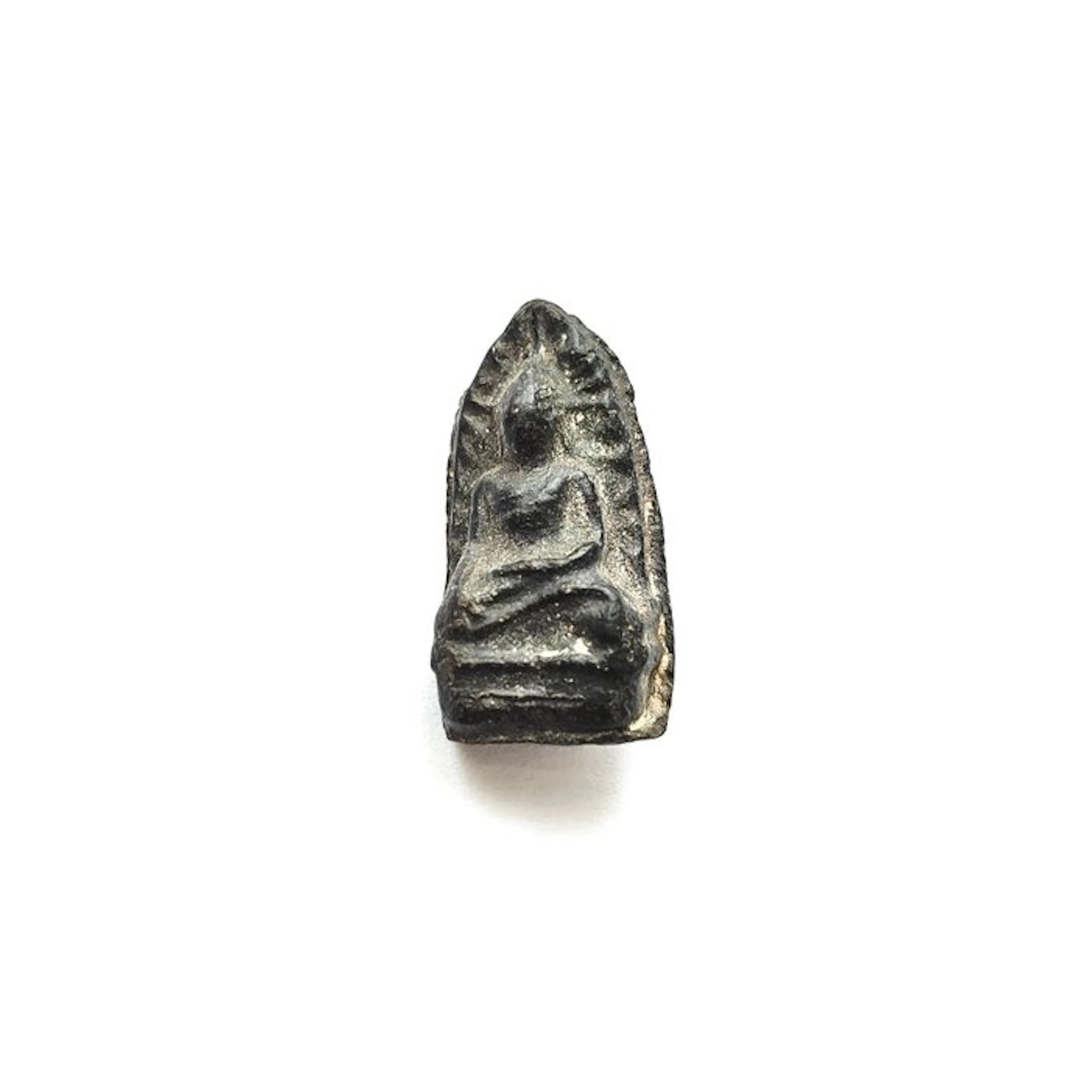 Indochinese Bronze XS Sitting Buddha Bead Talisman Votive...