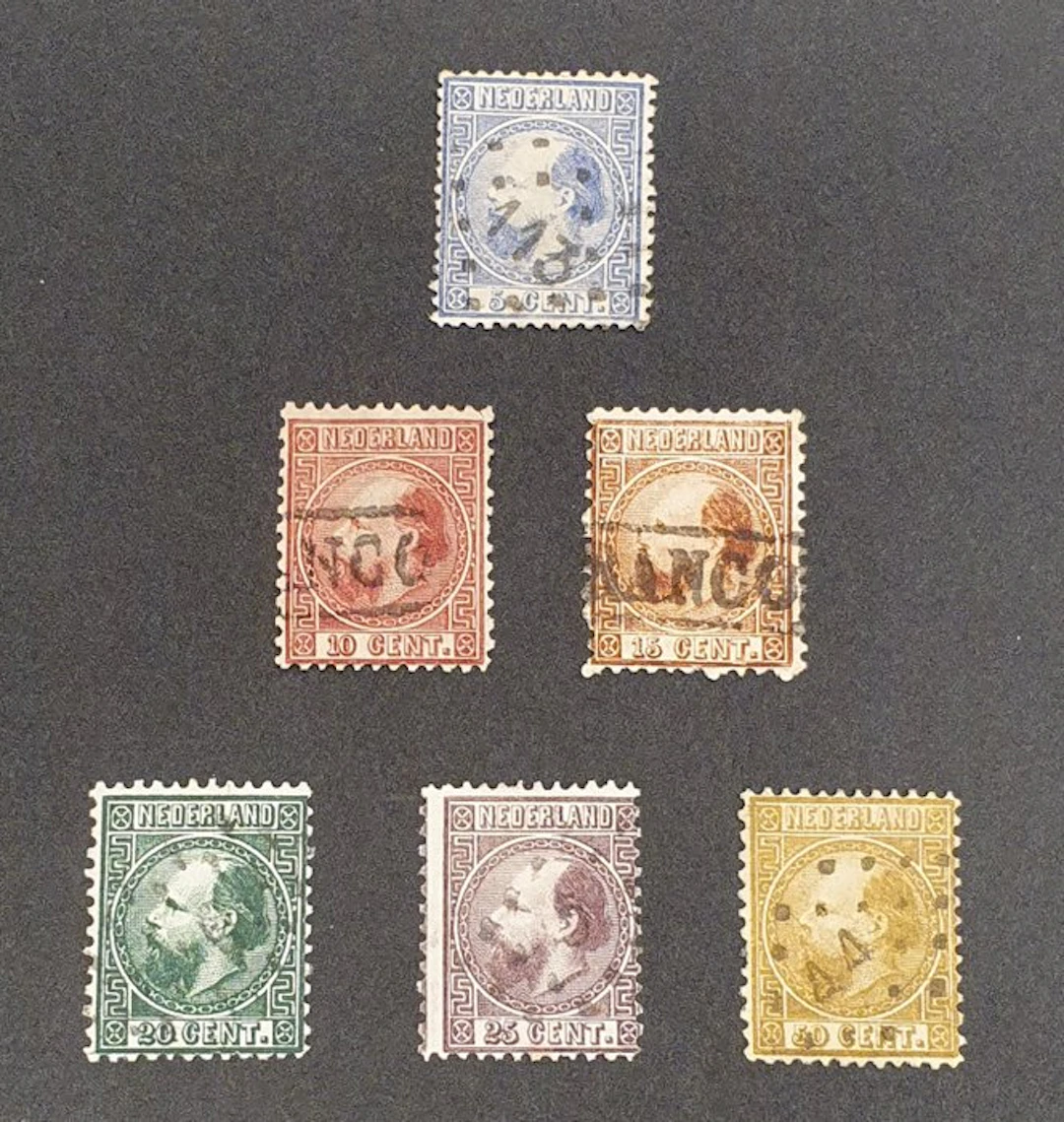 Netherlands 1867/1868 - 6 Stamps of King William III - NVPH: 7 t/m 12